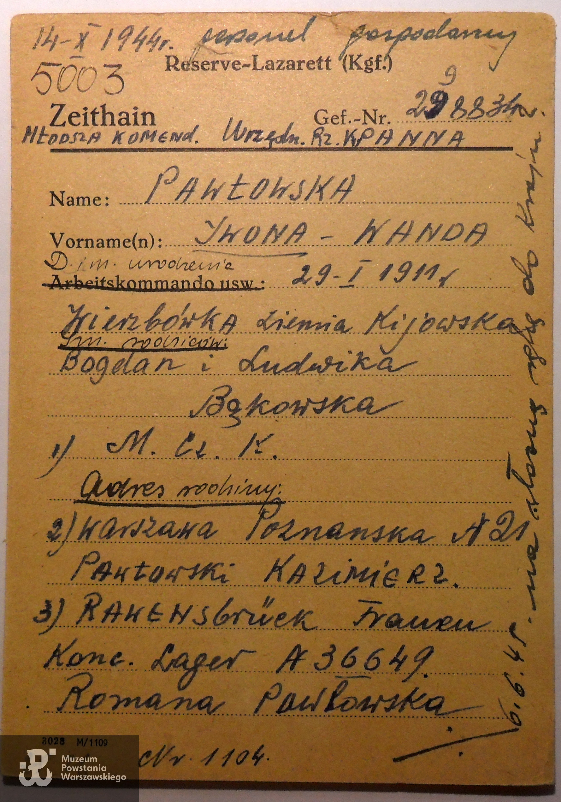 Polski Czerwony Krzyż - kartoteka