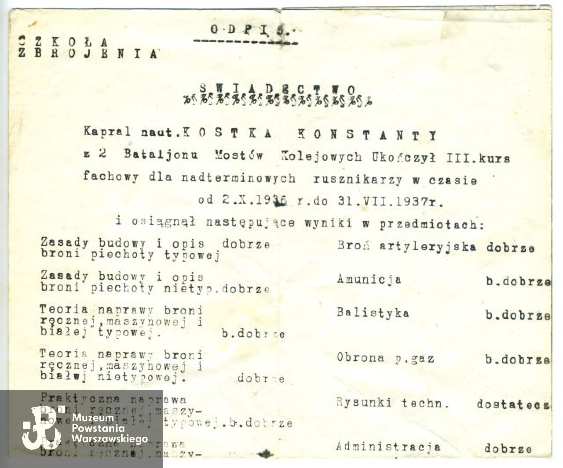 Kennkarte wystawiona na prawdziwe nazwisko 19 czerwca 1942 r. W "karcie rozpoznawczej" podano prawdziwy zawód - rusznikarz ("Waffenmajster") oraz adres zamieszkania: Warszawa, ul. Poznańska 20