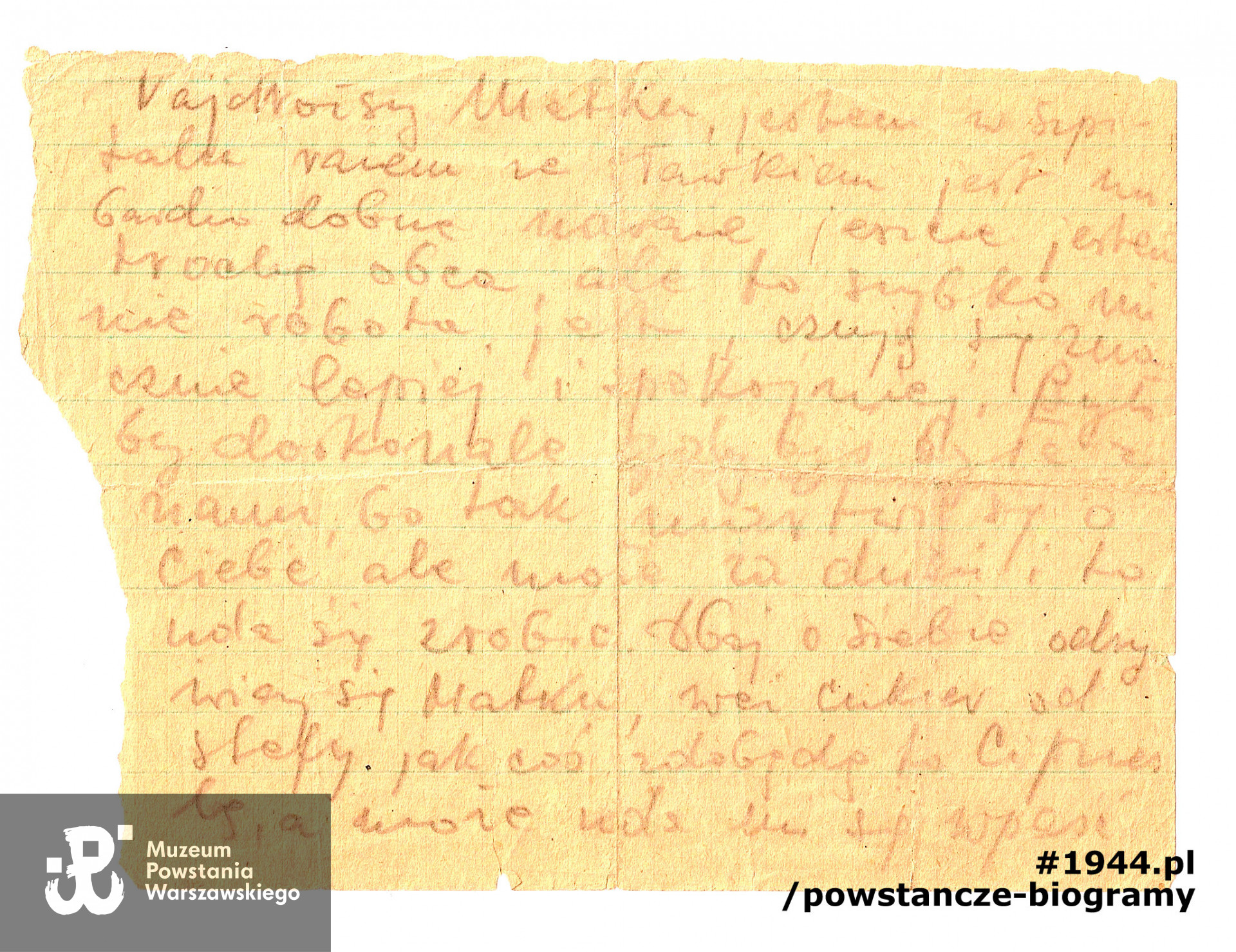 List pisany przez Danusię do matki w czasie Powstania Warszawskiego, zbiory prywatne