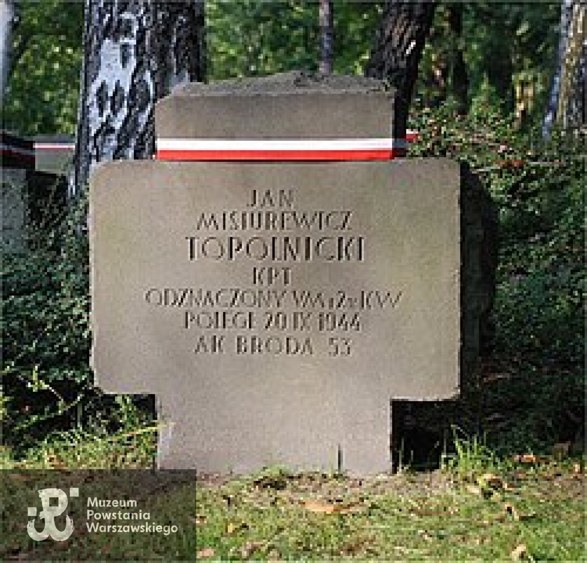 Miejsce pochowania kpt. Jana Misiurewicza ps. Topolnicki, Powązki Wojskowe, kwatera  A24-12-4, źr. Wikipedia