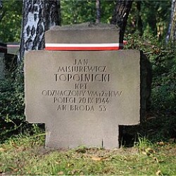 Miejsce pochowania kpt. Jana Misiurewicza ps. Topolnicki, Powązki Wojskowe, kwatera  A24-12-4, źr. Wikipedia