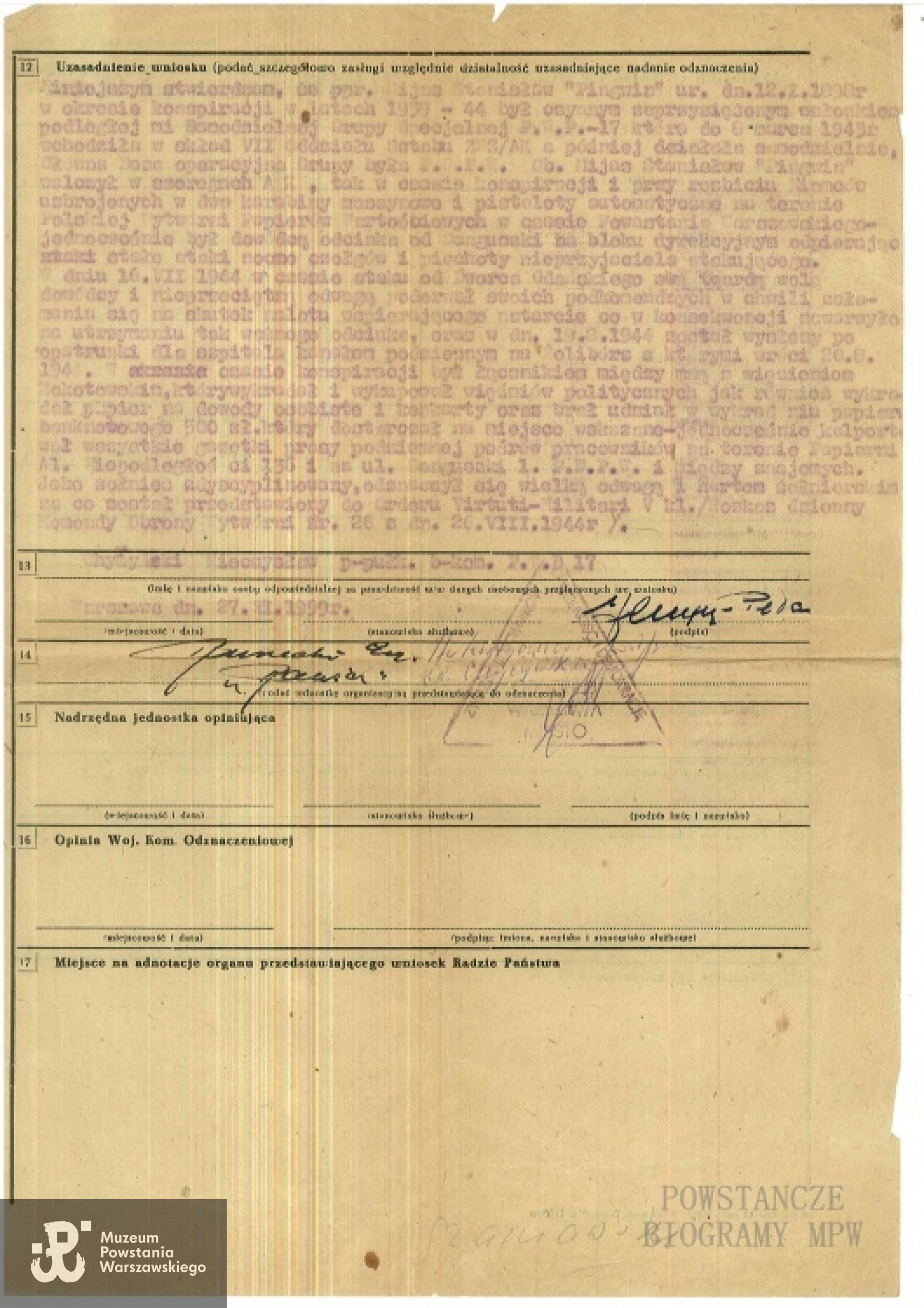 Dokument z archiwum rodzinnego udostępnił p. Robert Mijas