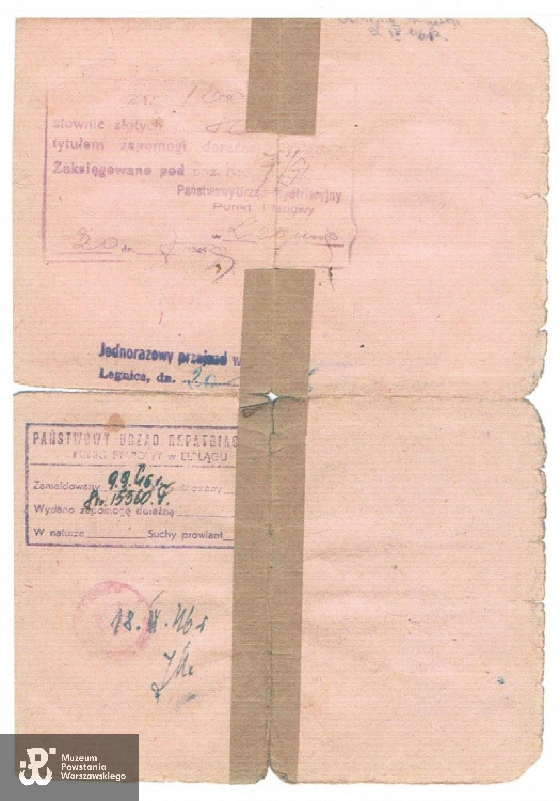 Rewers dokumentu. Archiwum rodzinne.