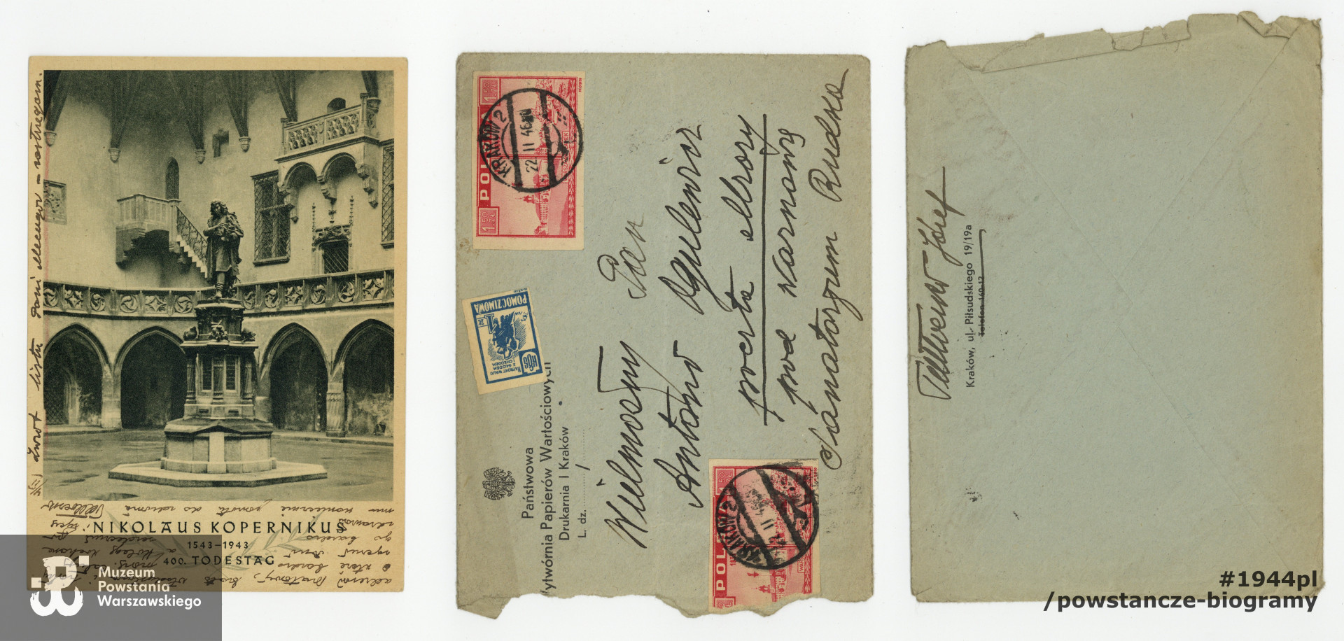 Adresowane do Antoniego Ogulewicza listy  <a href = jozef-tolloczko,45987.html> kpt. Józefa Tołłoczki,</a>   inspektora PWPW, uczestnika Powstania Warszawskiego, który po kapitulacji znalazł się w krakowskiej filii PWPW. List ze zbiorów rodzinnych, udostępniony przez p. Ryszarda Pijarczyka.