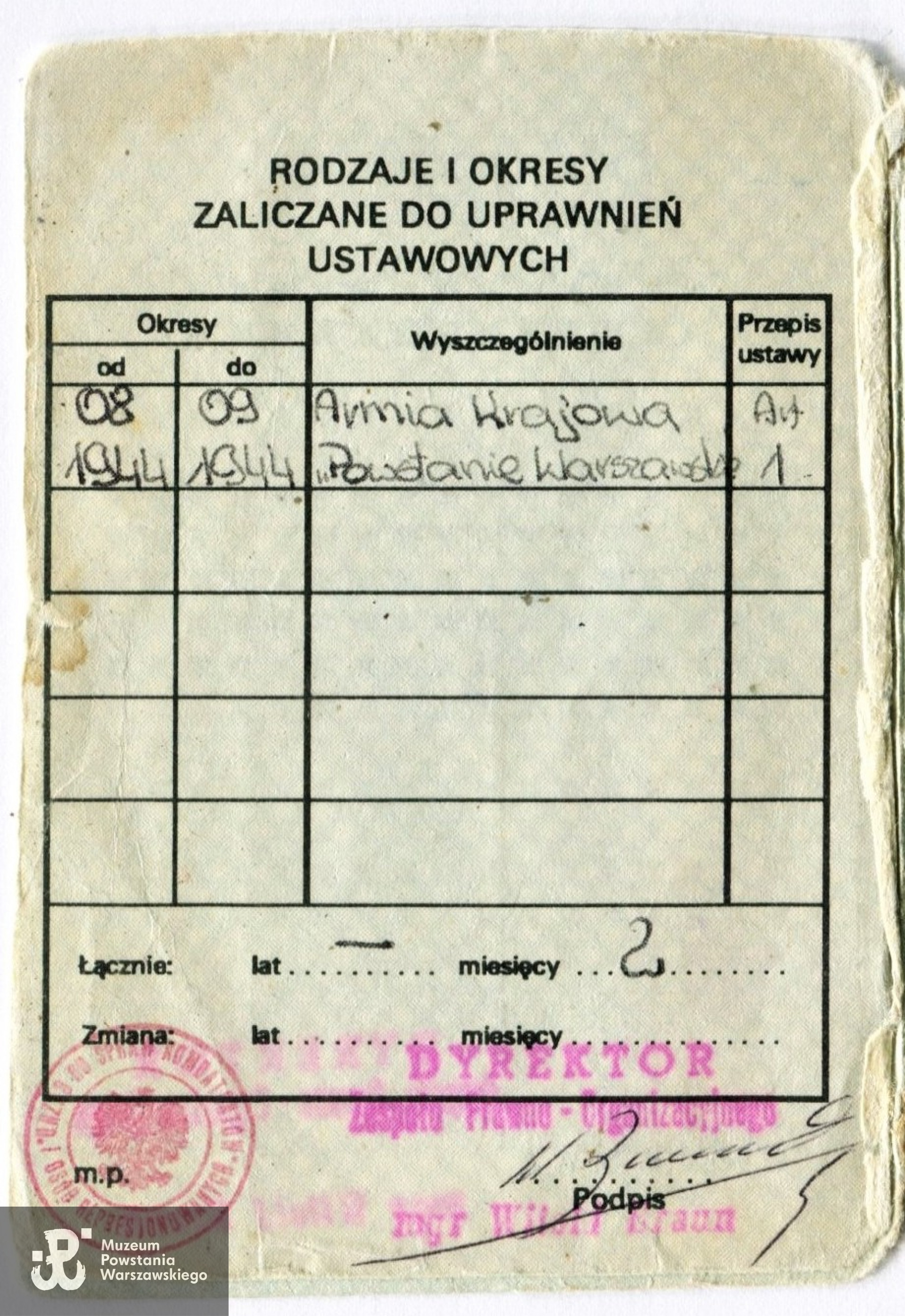 Muzeum Powstania Warszawskiego, Teczki personalne uczestników Powstania Warszawskiego: Łagida Kamila, zasób Pokoju Kombatanta MPW