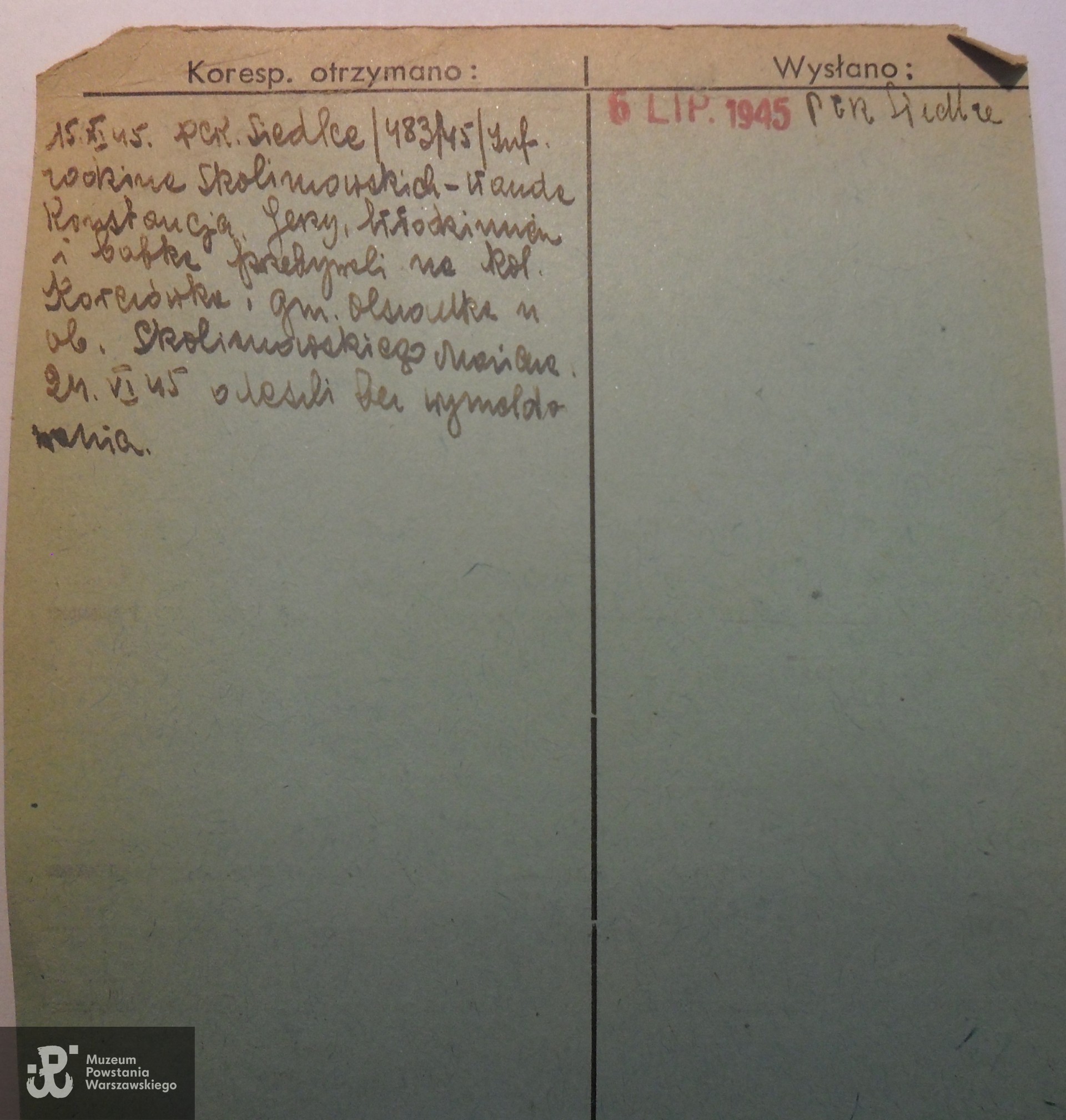 Polski Czerwony Krzyż - kartoteka