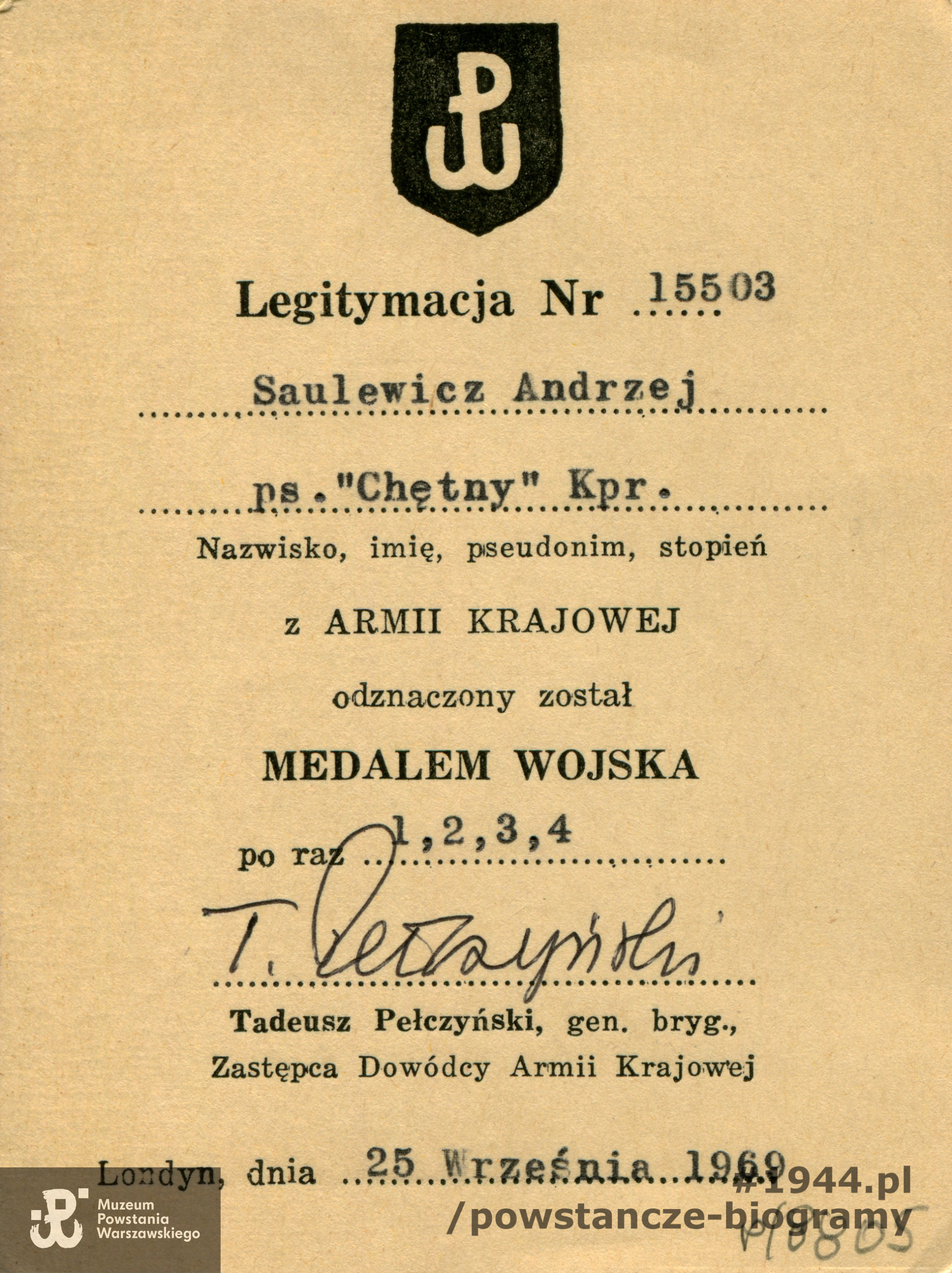 Ze zbiorów Muzeum Powstania Warszawskiego, sygn. P/8805, dar Antoniego Saulewicza