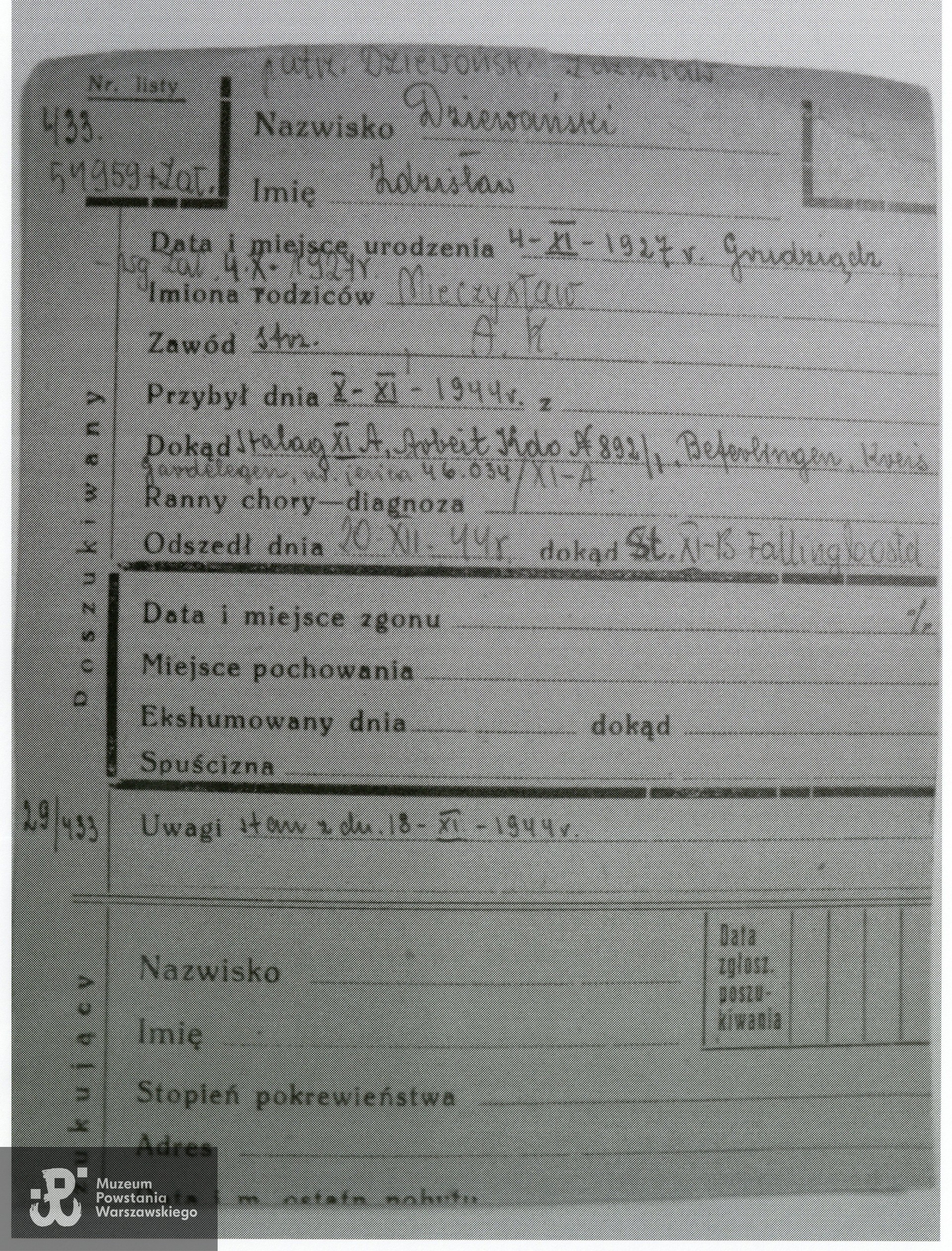Polski Czerwony Krzyż - kartoteka