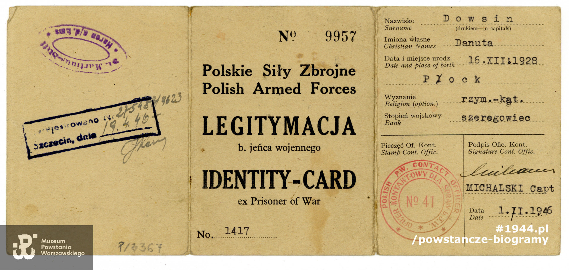 Ze zbiorów Muzeum Powstania Warszawskiego, sygn. P/3366-68, dar p. Danuty Zadig z domu Dowsin