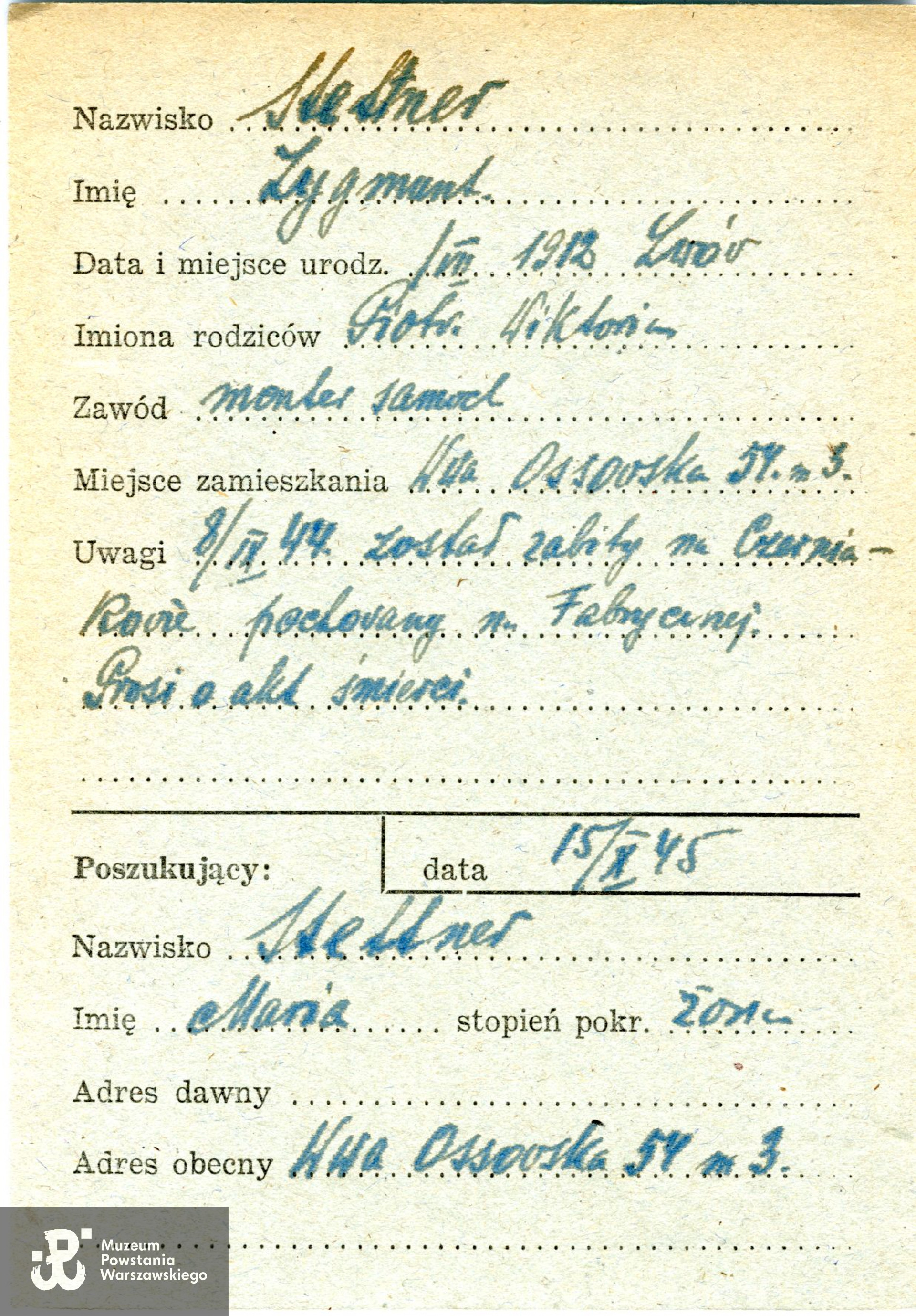 Polski Czerwony Krzyż - kartoteka ogólna poszukiwań. Ze zbiorów PCK