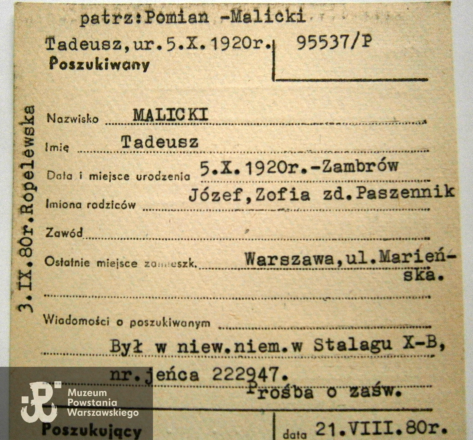 Polski Czerwony Krzyż - kartoteka