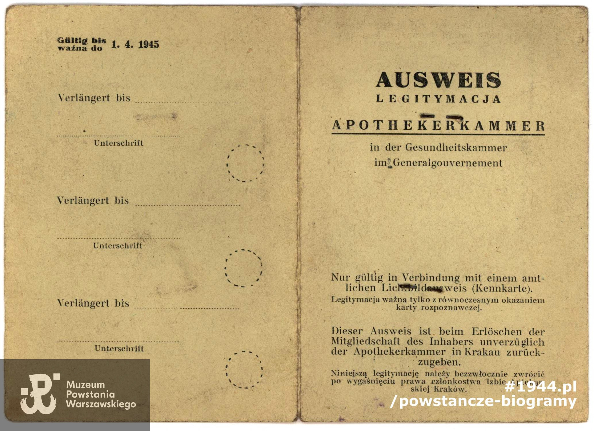  Należący do Haliny Ausweis. Fot. z archiwum rodzinnego p. Joanny Sienkiewicz