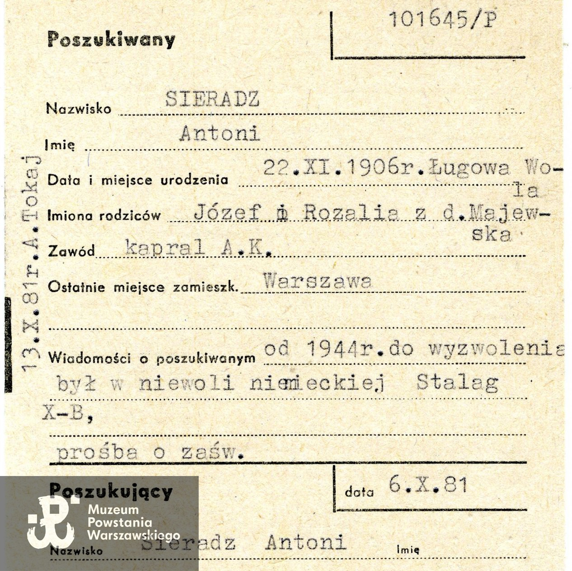 Polski Czerwony Krzyż - kartoteka