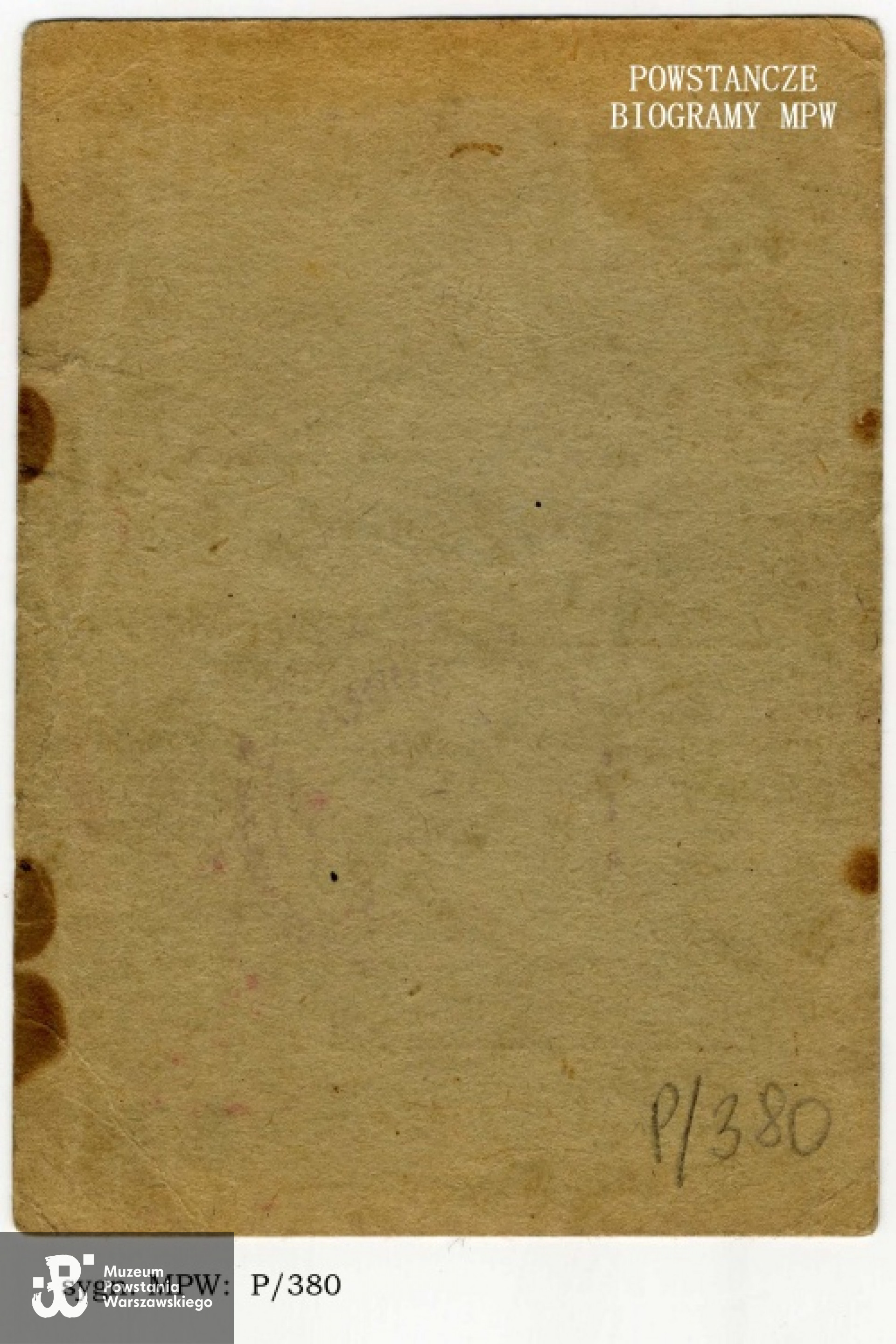 Rewers przepustki z 9.08.1944 r. Ze zbiorów Muzeum Powstania Warszawskiego - dar Stanisławy Biłobran ps. "Siasia"