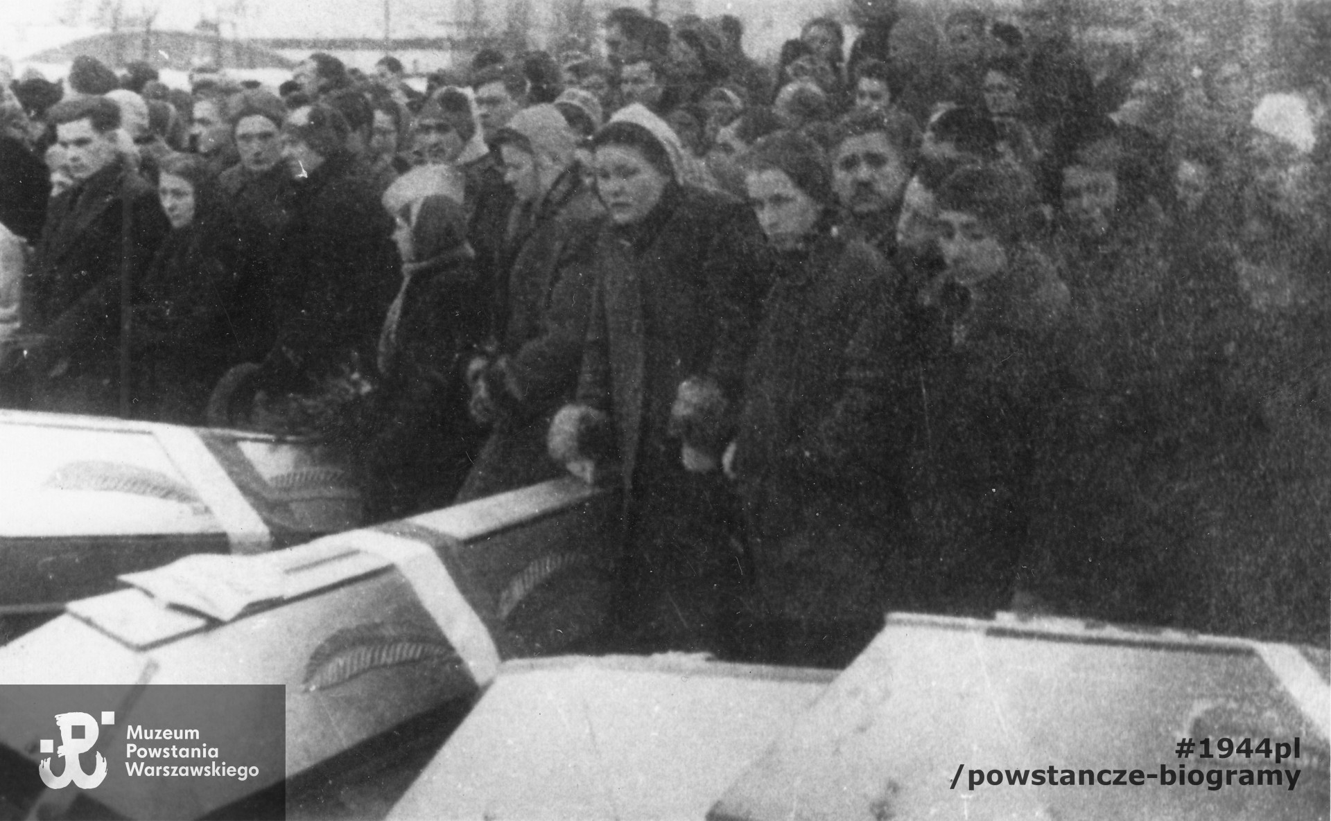 21 stycznia 1947 roku, uroczyste przeniesienie zwłok zamordowanych harcerek Hufca Wola  na Cmentarz Wojskowy na Powązkach. Fot. z archiwum rodzinnego  p. Agnieszki Nagalskiej z domu Riedel, bratanicy Zofii Riedel ps. "Ster"