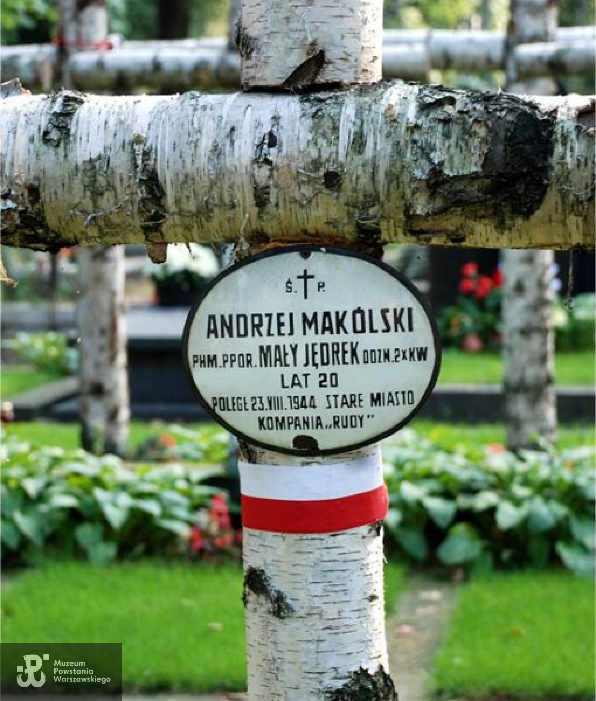 Grób Andrzeja Makólskiego w kw. Batalionu „Zośka” (A-20) na warszawskim Cmentarzu Wojskowym na Powązkach