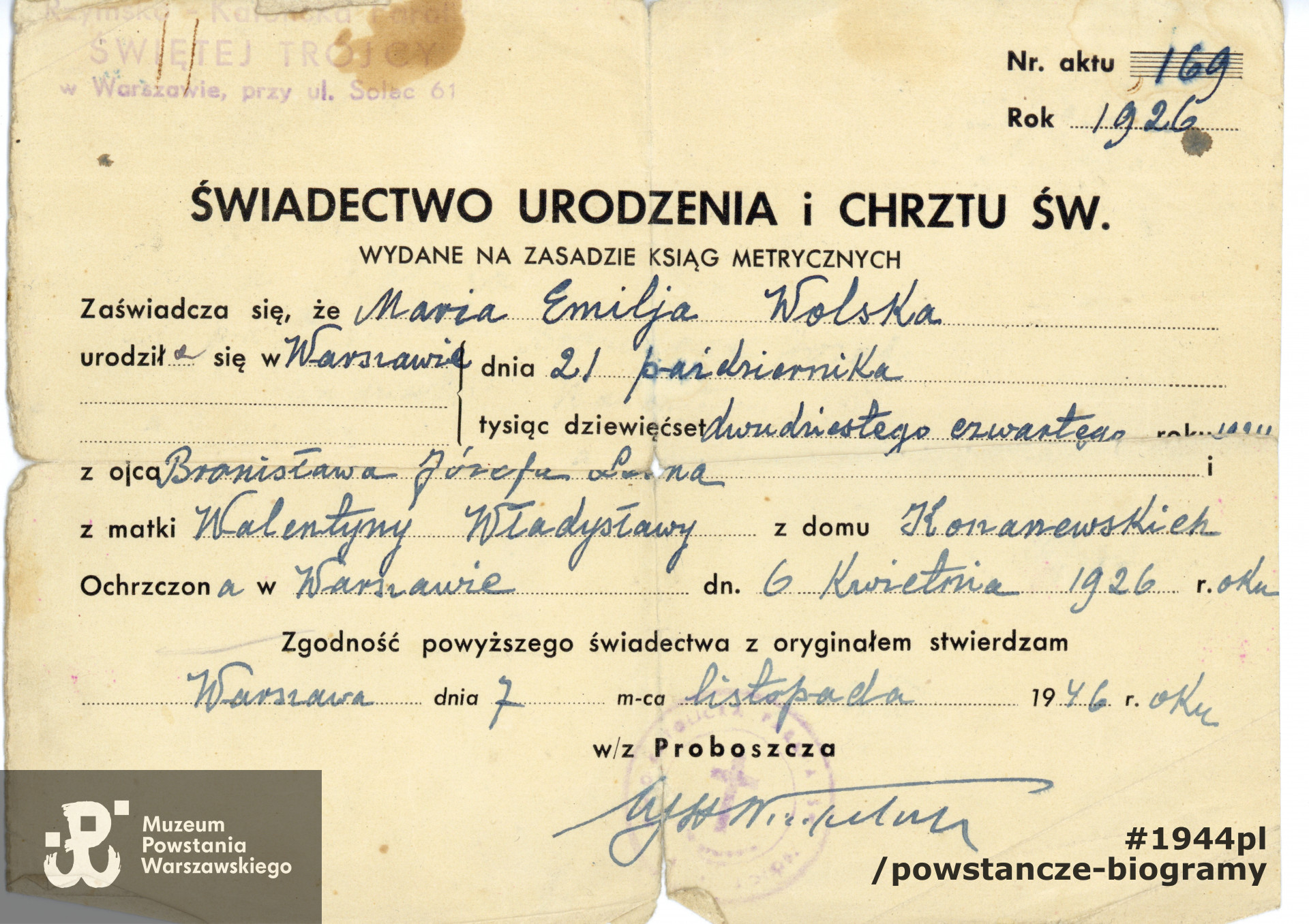 Dokument ze zbiorów rodzinnych, udostępnił p. Jan Fuhrmann