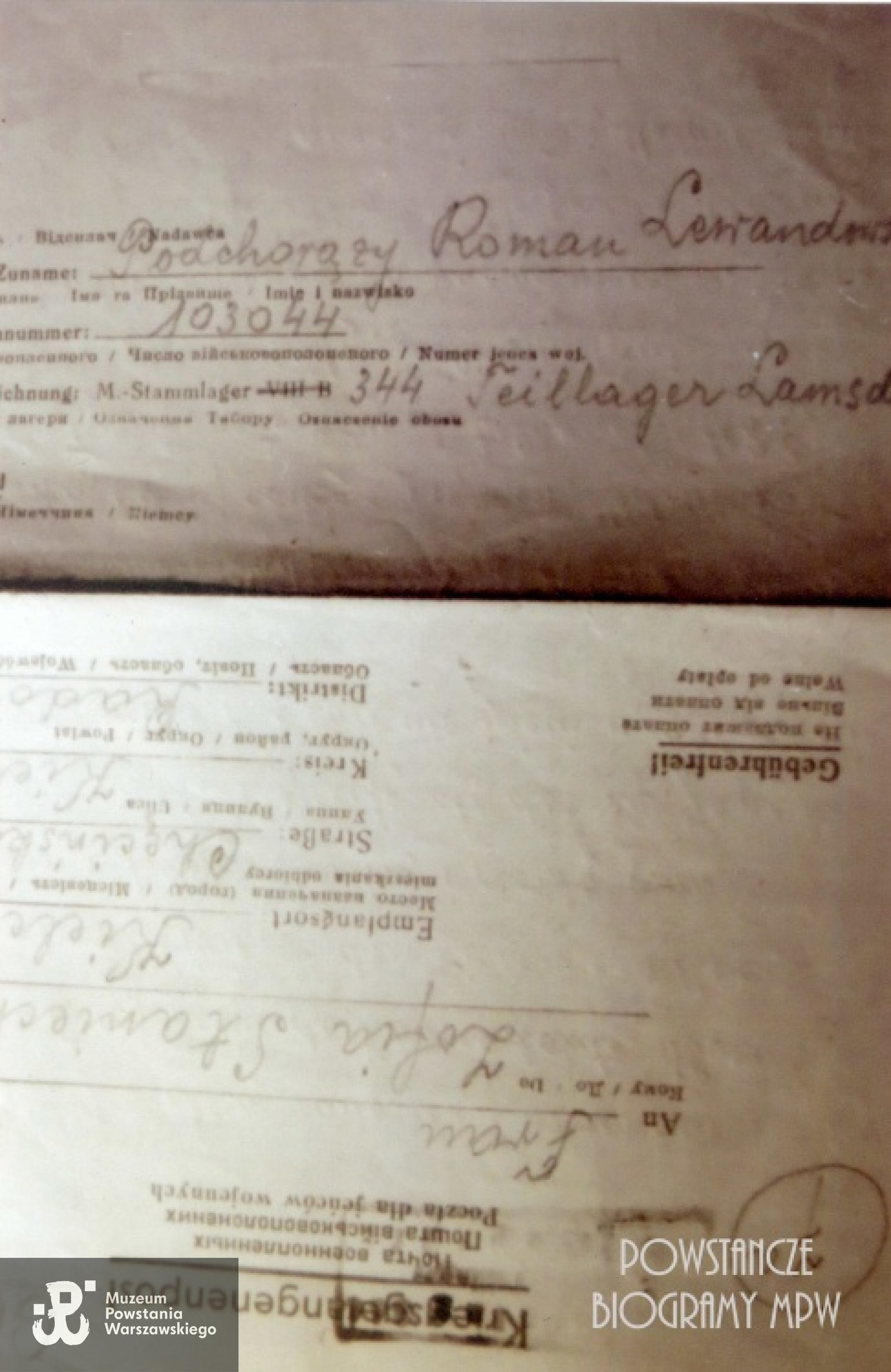 Korespondencja Romana z obozu jenieckiego w Lamsdorf do siostry Zofii Lewandowskiej - Stanieckiej. Fot. z archiwum rodzinnego Doroty Zolich.