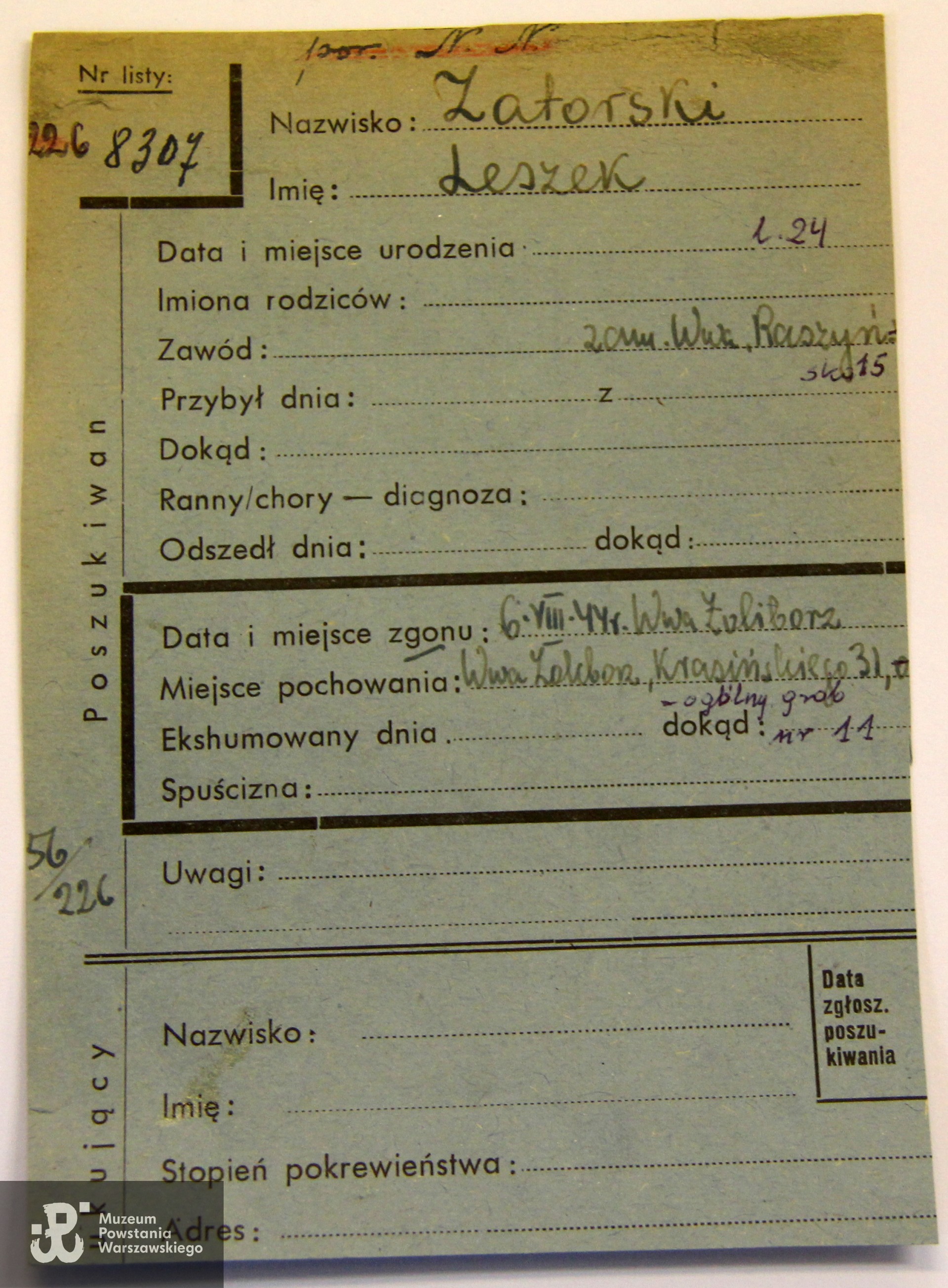 Polski Czerwony Krzyż - kartoteka