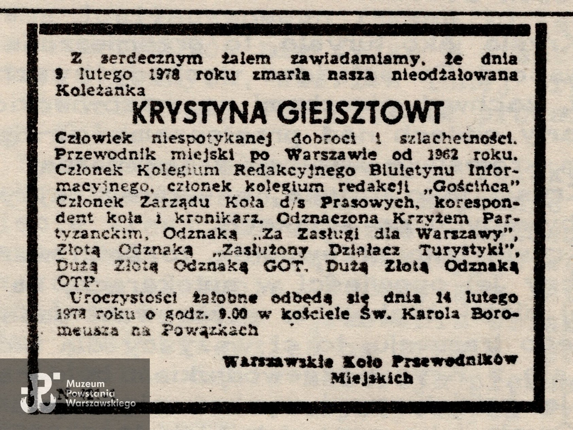 Nekrolog prasowy, 1978 r. 