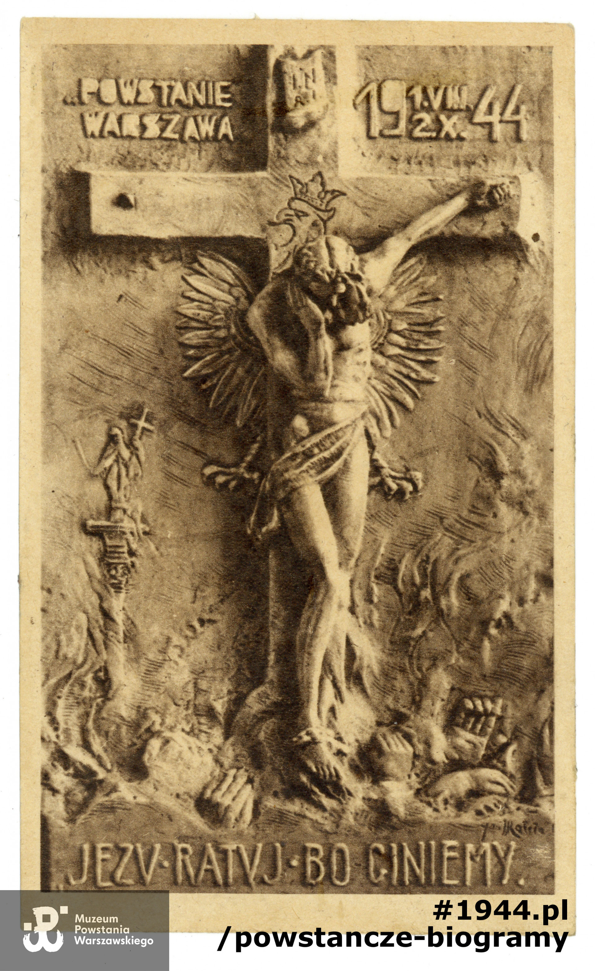 "Jezu, ratuj, bo giniemy" – płaskorzeźba autorstwa rzeźbiarza Jana Małety. Fot. ze zbiorów Stanisława Juliana Chmielowskiego ps. "Tadeusz", udostępniła p. Anna Chmielowska - Łachwa