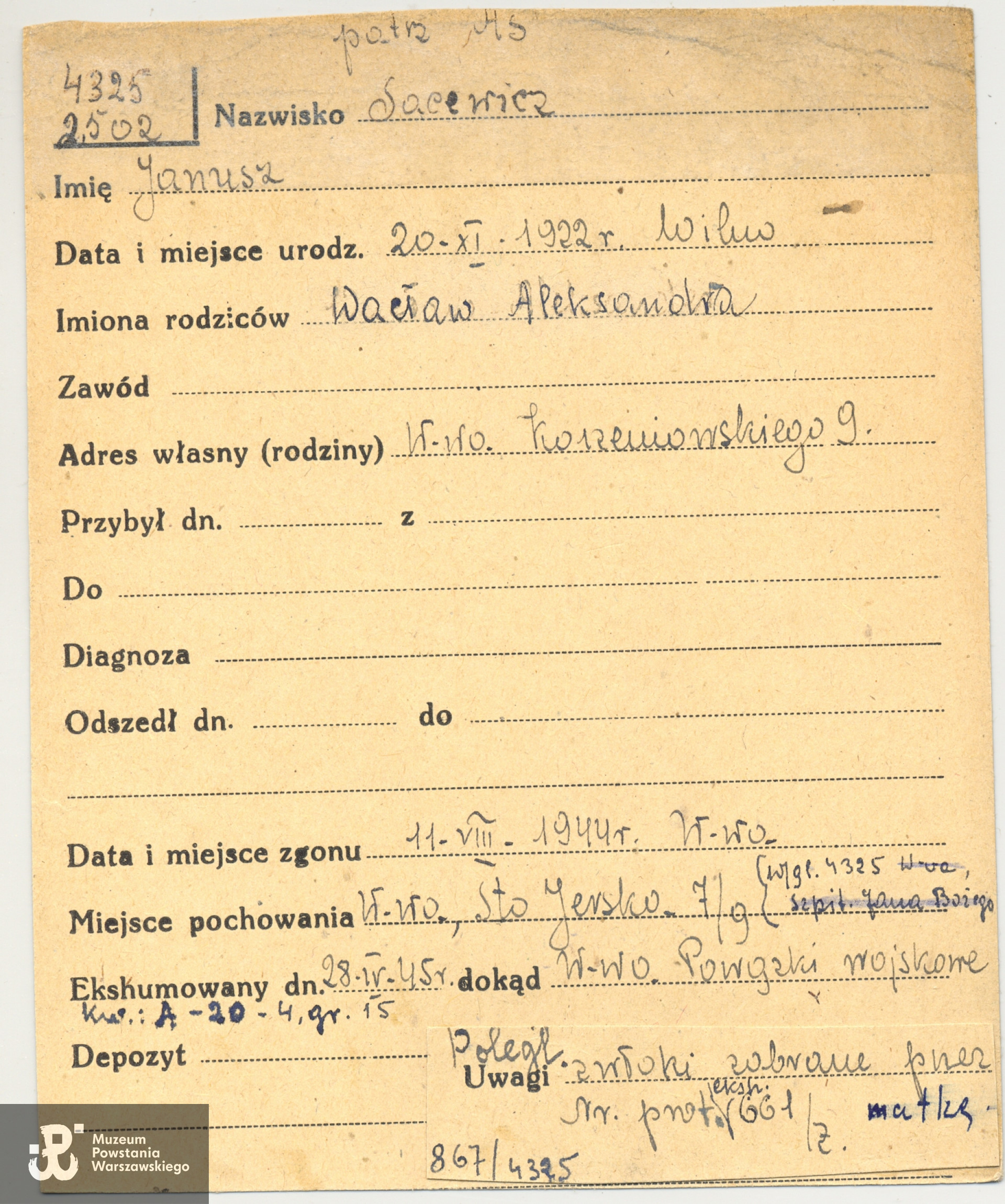 Polski Czerwony Krzyż - kartoteka