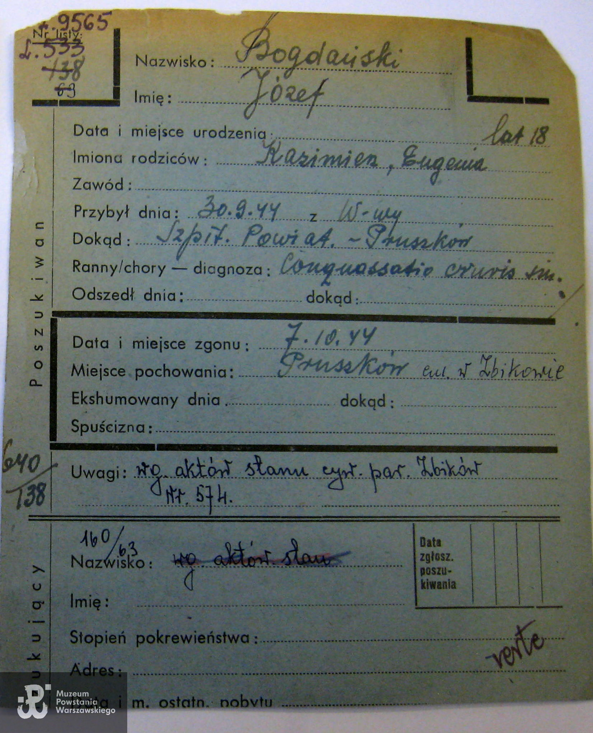 Polski Czerwony Krzyż - kartoteka