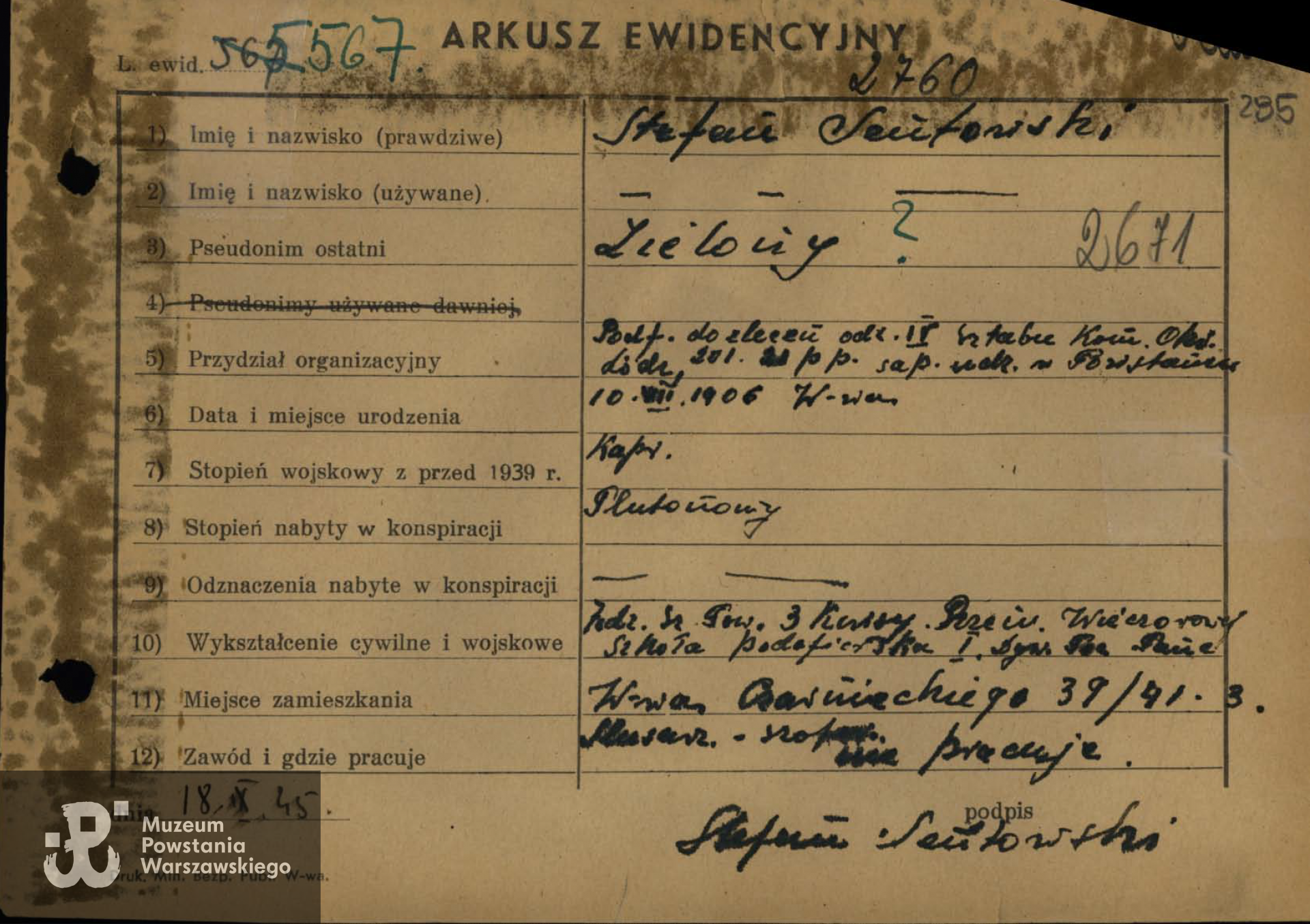 Skan udostępniony przez  Stowarzyszenie Żołnierzy Armii Krajowej Żywiciel i Miłośników Ich Tradycji.