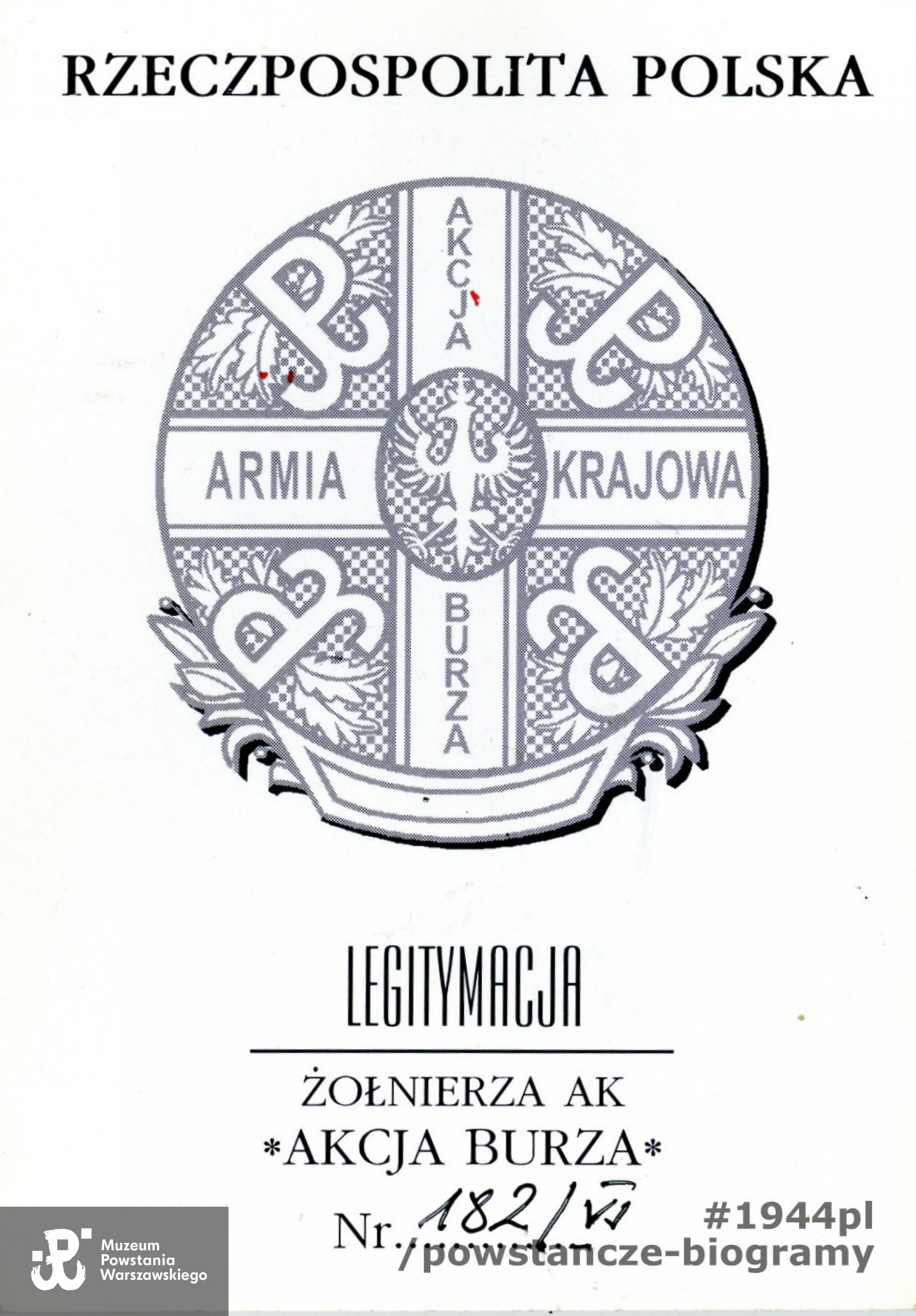 Legitymacja odznaczeniowa ze zbiorów rodzinnych p. Joanny Kozłowskiej, córki