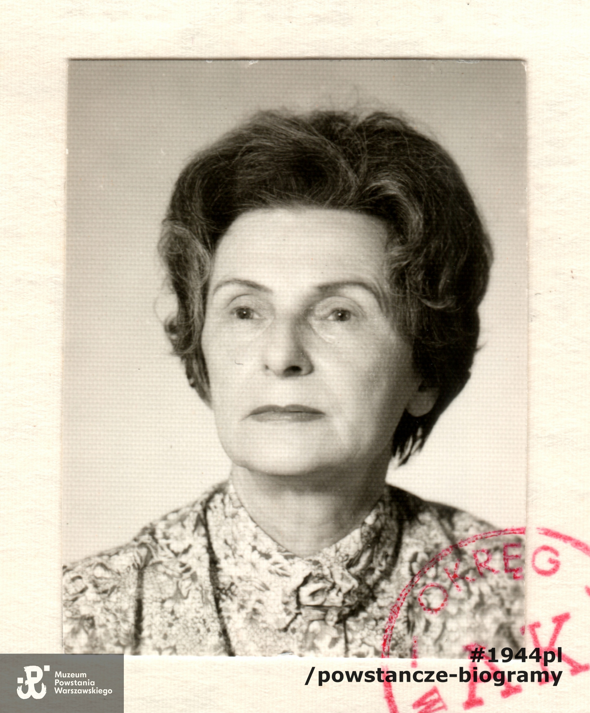 Maria Znojewska - zdjęcie z dokumentów kombatanckich. Ze zbiorów p. Marii Znojewskiej