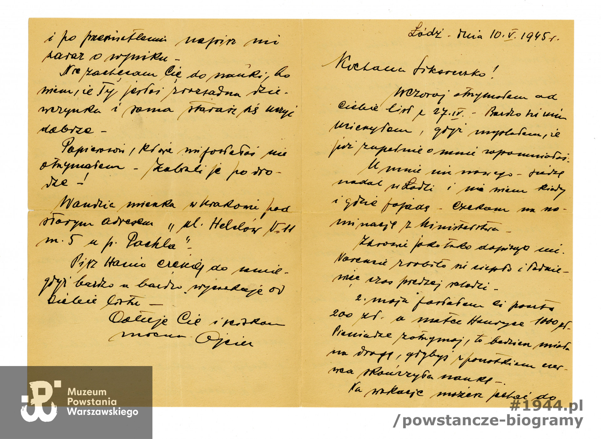 List z archiwum rodzinnego córki, p. Hanny Frytowej z domu Kotarba