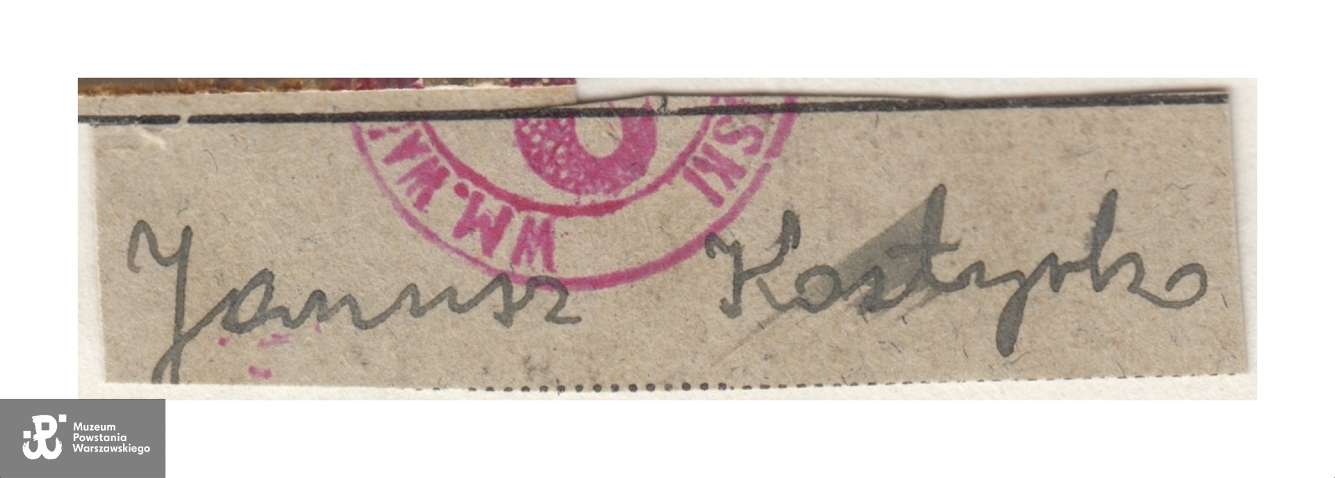 Podpis Janusza Kostryko "Rawicza". Archiwum rodzinne Andrzeja i Piotra Milewskich