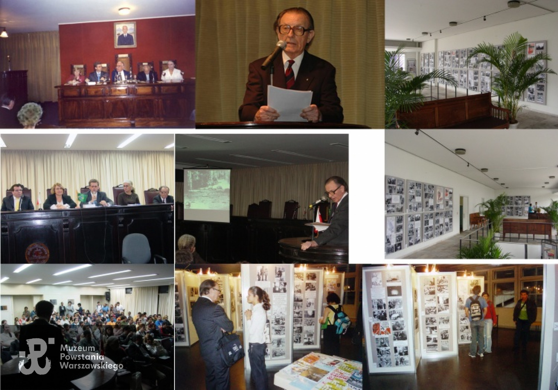 Ekspozycje o Powstaniu Warszawskim 1944 przygotowane przez Krzysztofa Głuchowskiego przy współpracy Konsulatu Generalnego RP w Rio de Janeiro. Na górze w Insituto Histórico e Geográfico Brasileiro w Rio de Janeiro (IHGB) w dniu 20 września 2006 r. Na dole w Uniwersytecie Stanowym Rio de Janeiro (UERJ) w dniu 26 września 2007 r. Krzysztof Głuchowski utrwalił ekspozycję w IHGB w formie przezroczy na dyskietce CD w wersjach językowych portugalskiej, polskiej i angielskiej i rozesłał do 12 ważniejszych bibliotek i muzeów polskich i zagranicznych oraz do 5 przyjaciół rozrzuconych po świecie. Z archiwum rodzinnego Krzysztofa Głuchowskiego.