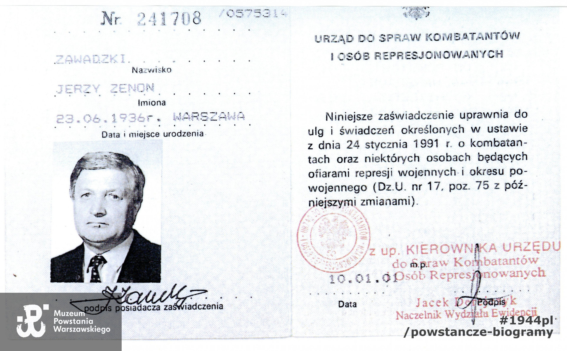 Źródło: MPW-teczka uczestnika PW w zasobie Pokoju Kombatanta MPW