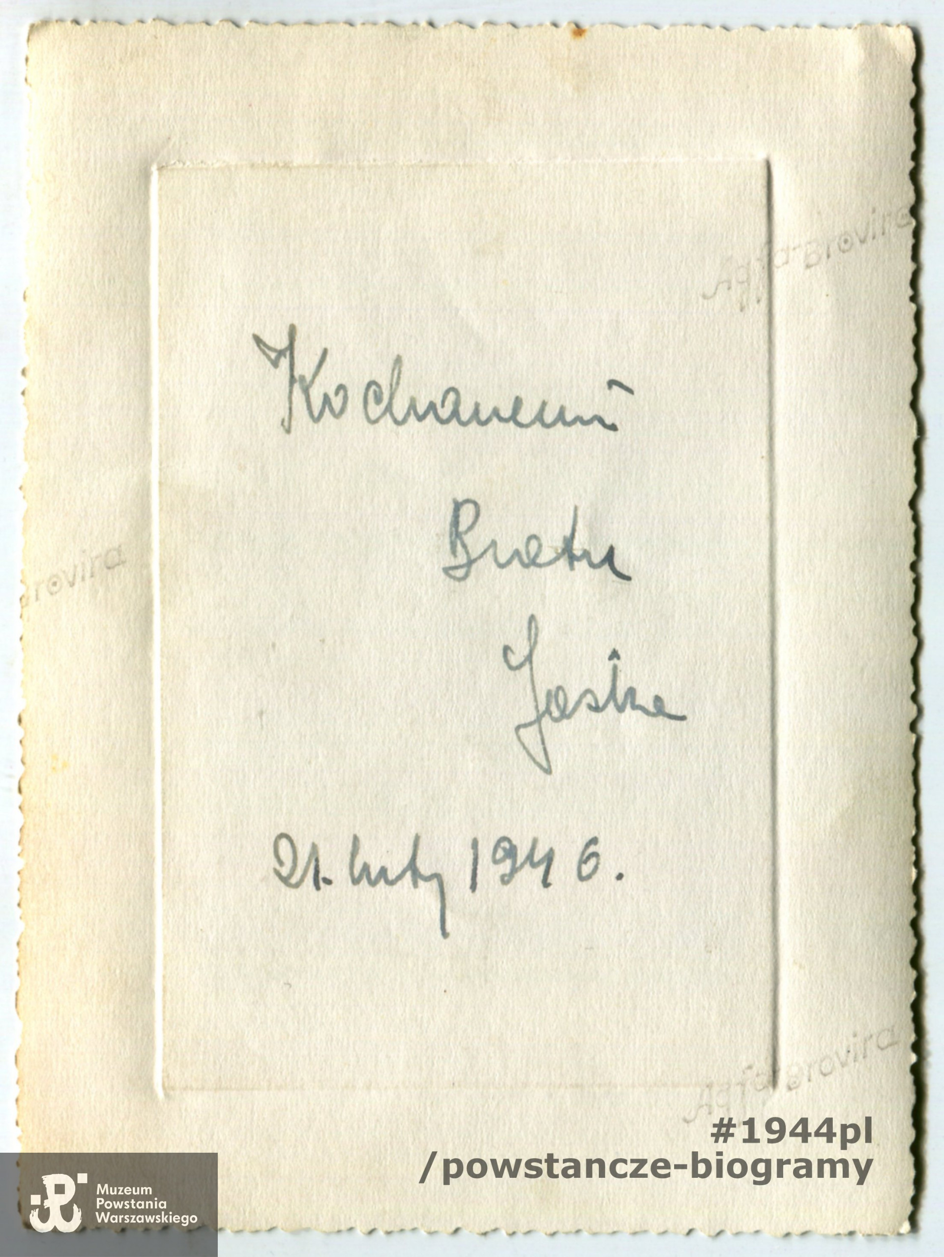 Rewers z dedykacją dla brata. Ze zbiorów rodzinnych - MPW Pokój Kombatanta