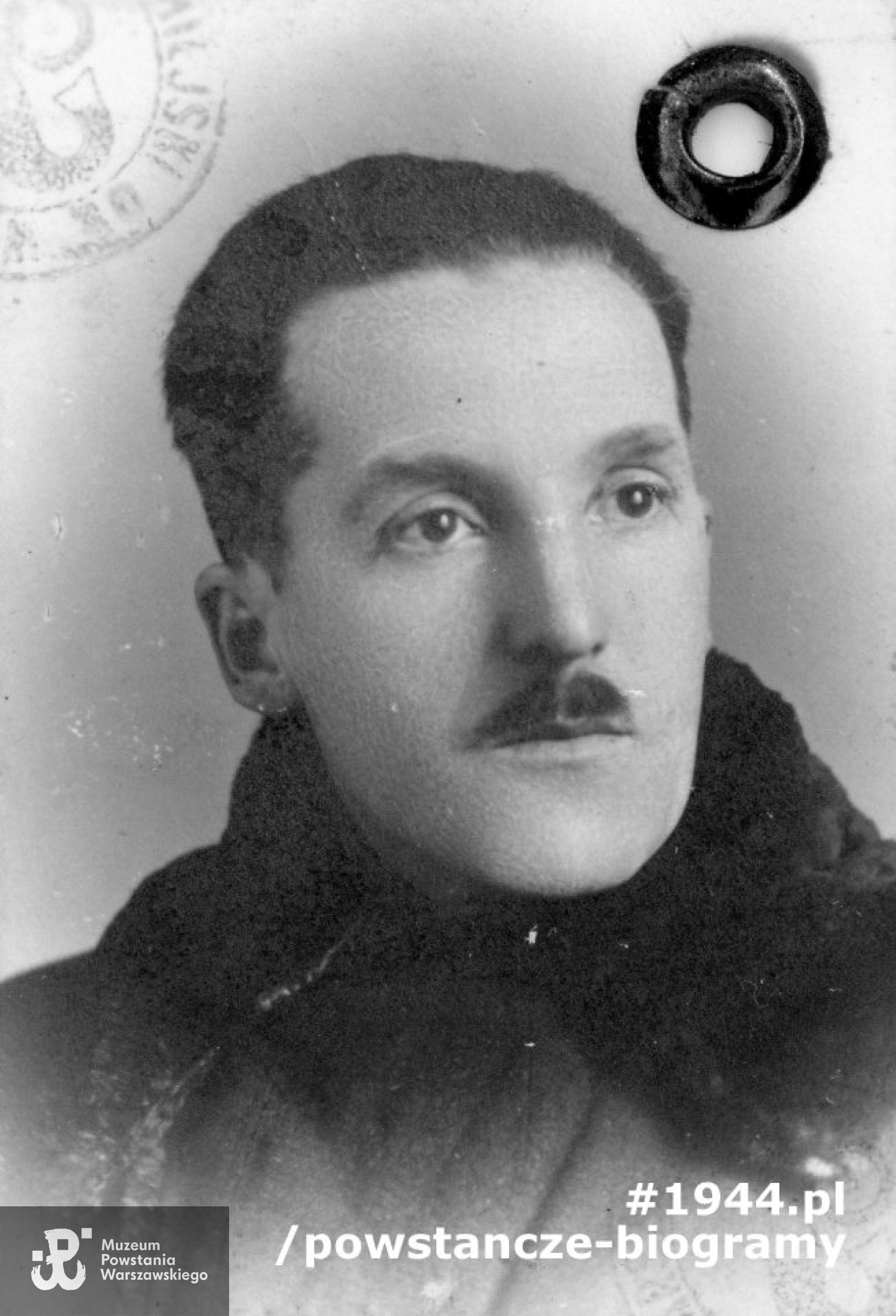 ppor. Stanisław Julian Chmielowski "Tadeusz" - fotografia z dokumentów z okresu okupacji niemieckiej.  Fot. z archiwum rodzinnego, udostępniła p. Anna Chmielowska - Łachwa