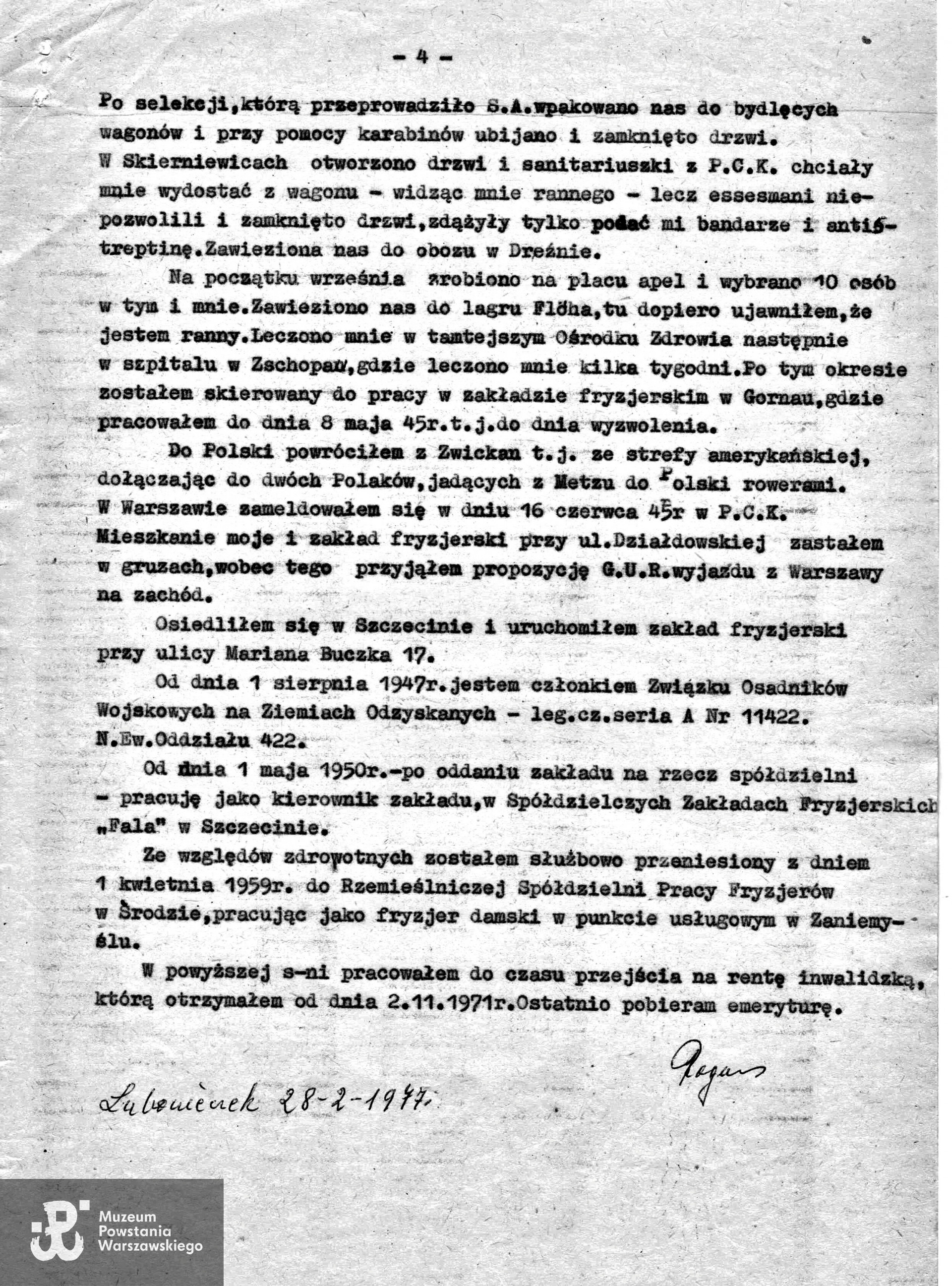 Życiorys ze zbiorów rodzinnych p. Bożeny Mankiewicz