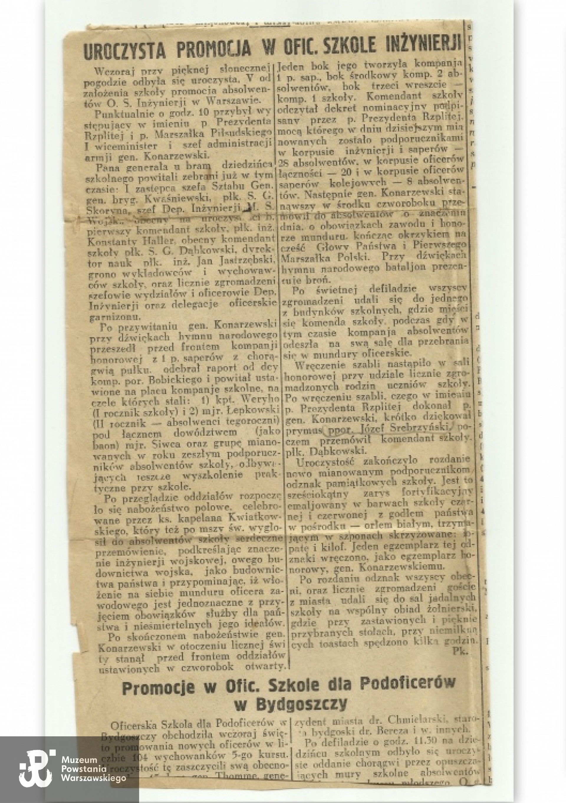 Gazeta "Polska Zbrojna" z 16.08.1928 r. Archiwum M. Srebrzyńskiego.