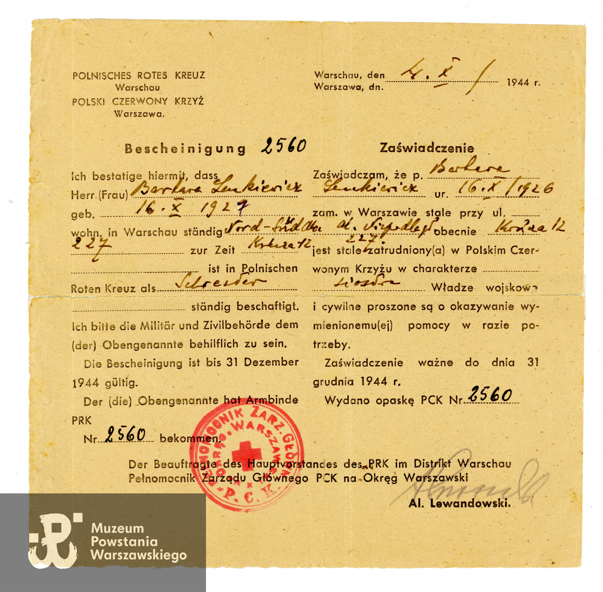 Ze zbiorów Muzeum Powstania Warszawskiego, sygn. P/9795 dar p. Ryszarda Kołodziejskiego