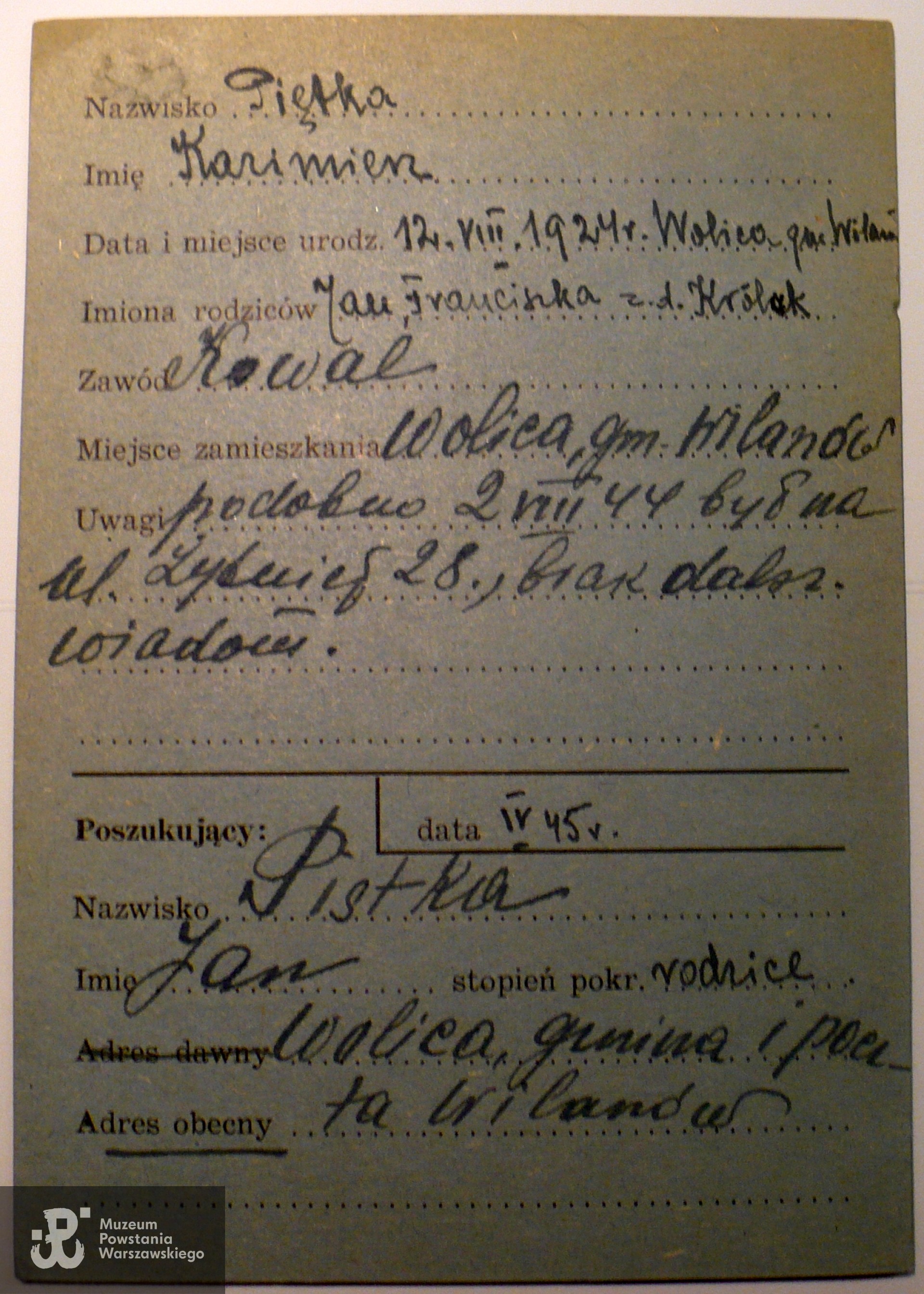 Polski Czerwony Krzyż - kartoteka