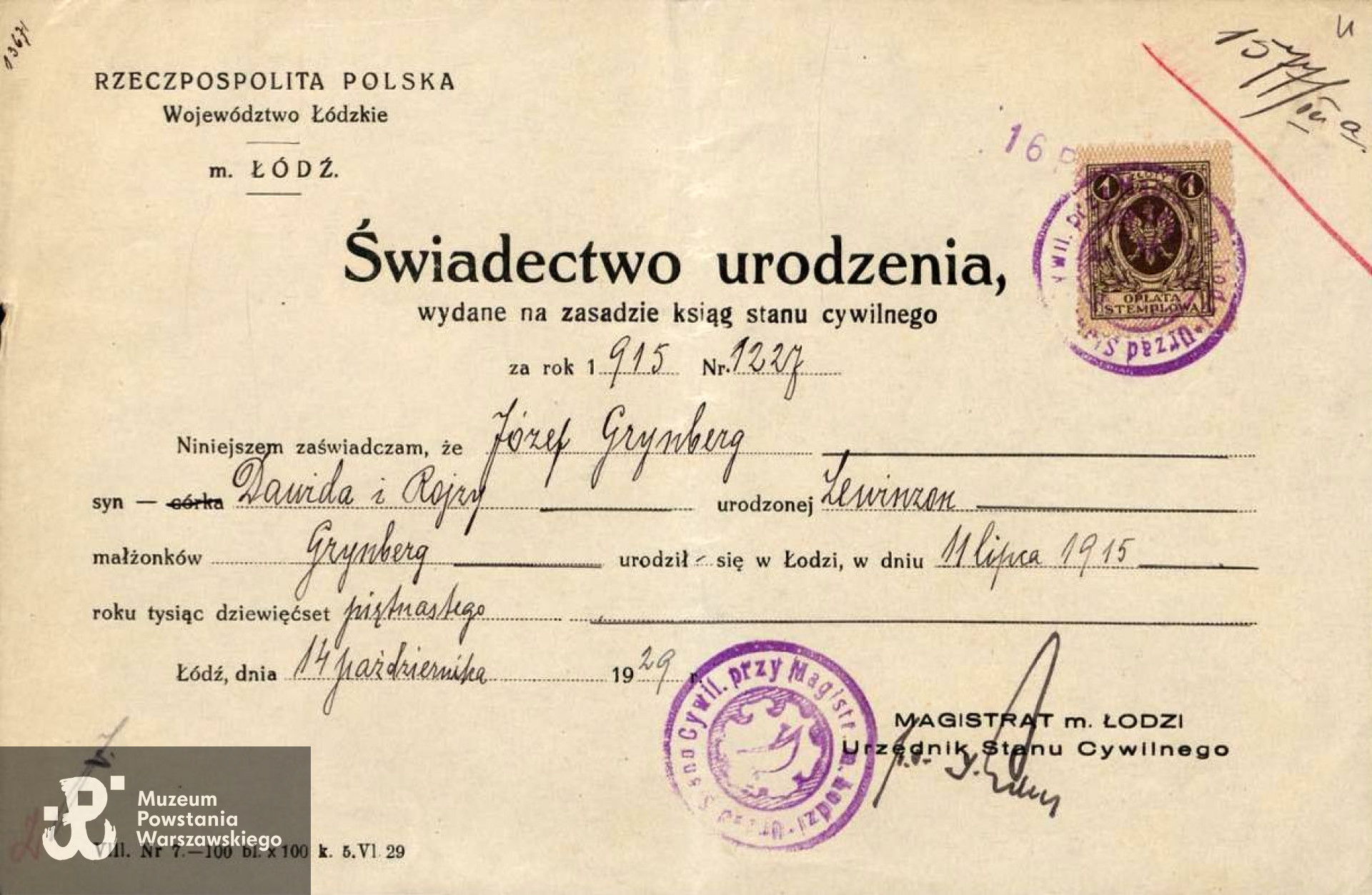 Archiwum rodzinne  p. Tomasza Lenartowicza, bratanka Powstańca,  skan  udostępnił za zgodą rodziny p. Tomasz Michałowski - Stowarzyszenie Żołnierzy Armii Krajowej Żywiciel i Miłośników Ich Tradycji.