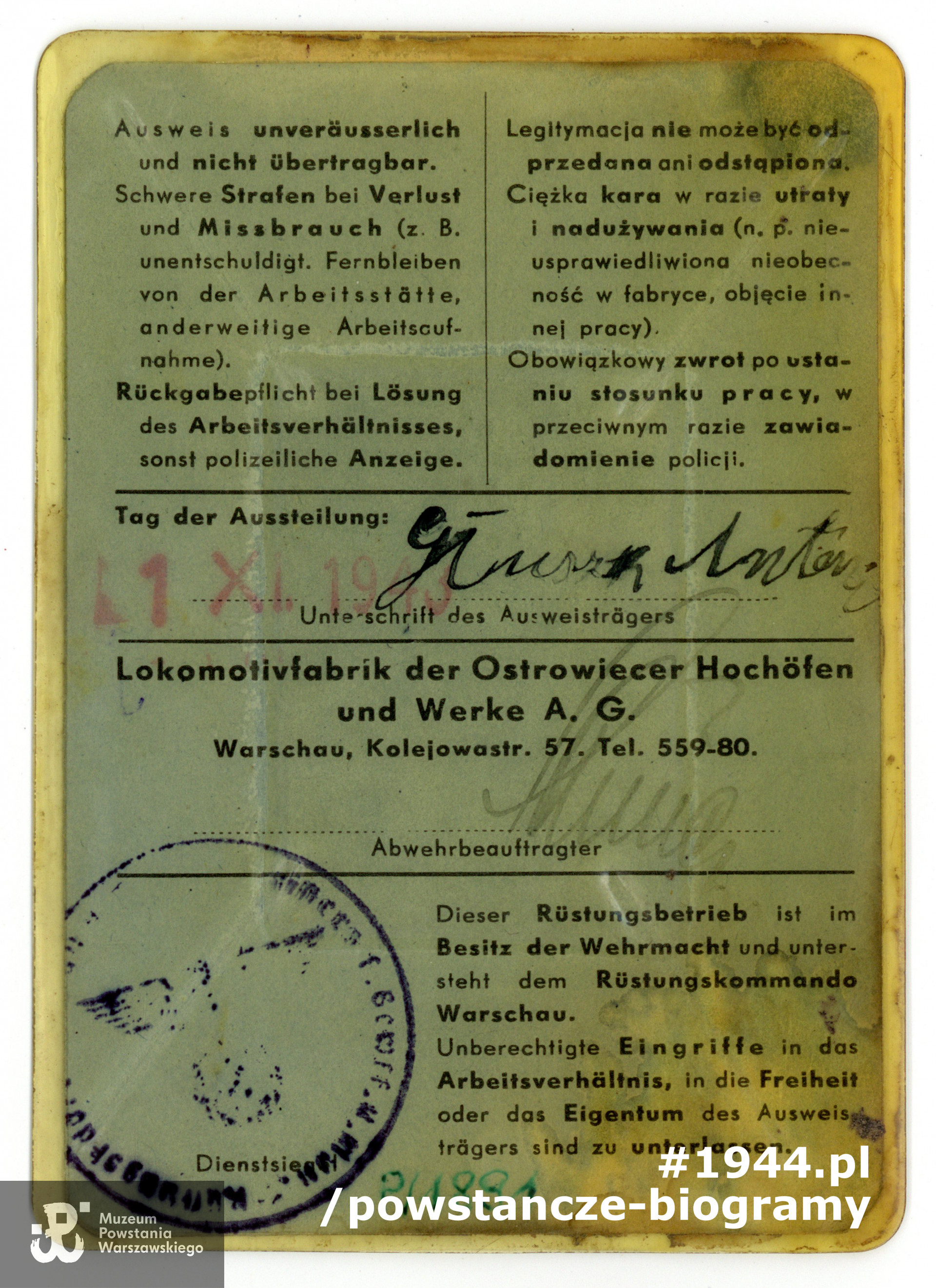 Ze zbiorów Muzeum Powstania Warszawskiego, P/1891