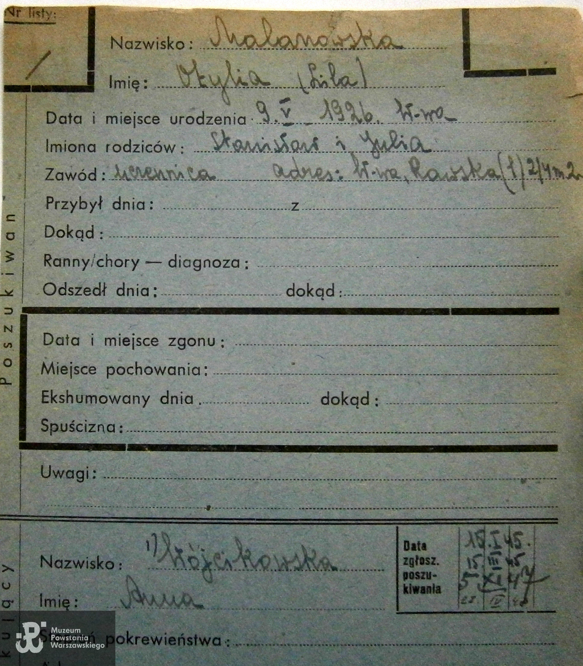 PCK - kartoteka poszukiwań