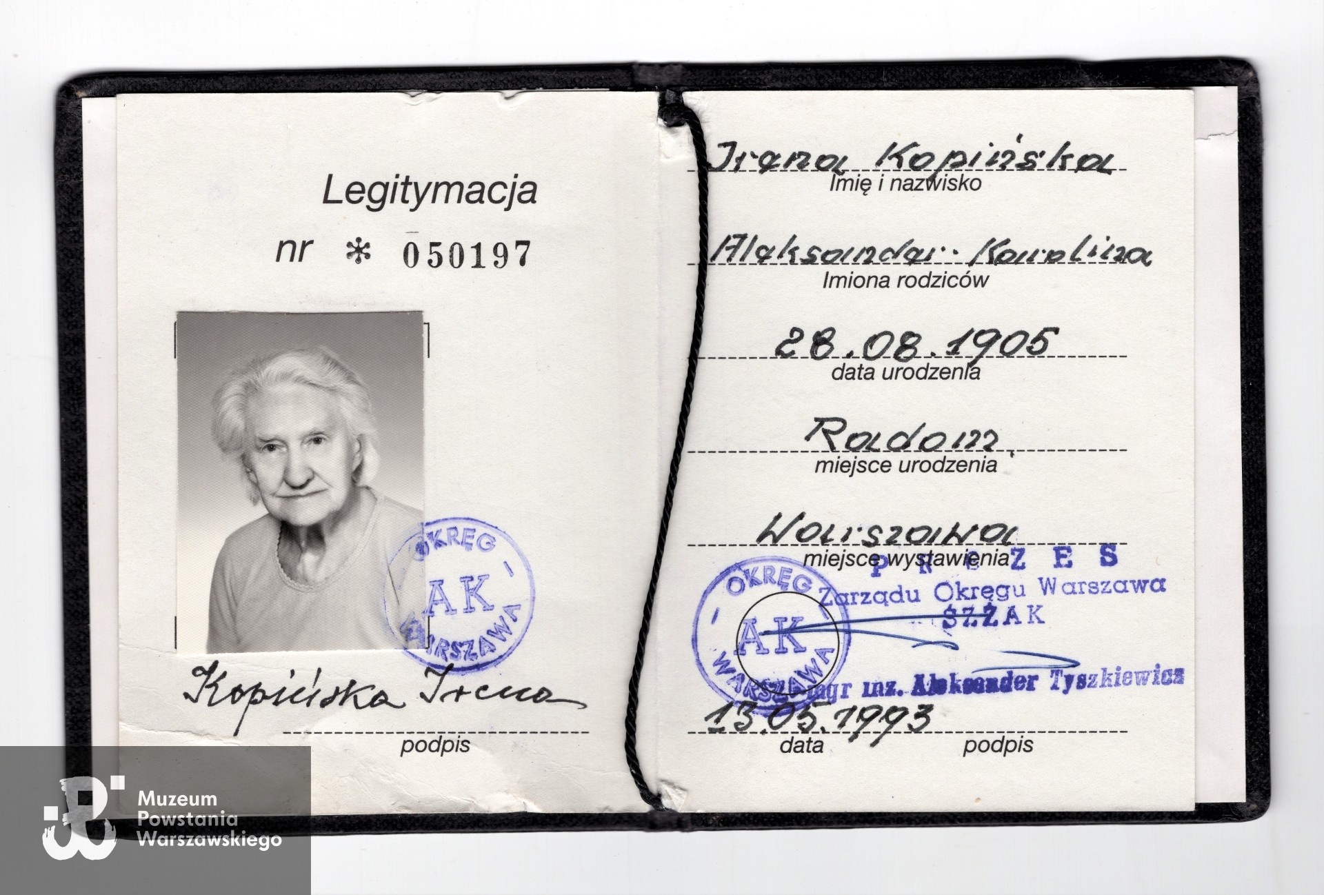 Legitymacja członkowska ŚZŻAK. Ze zbiorów rodzinnych p. Bożeny Teresy Sroczyńskiej