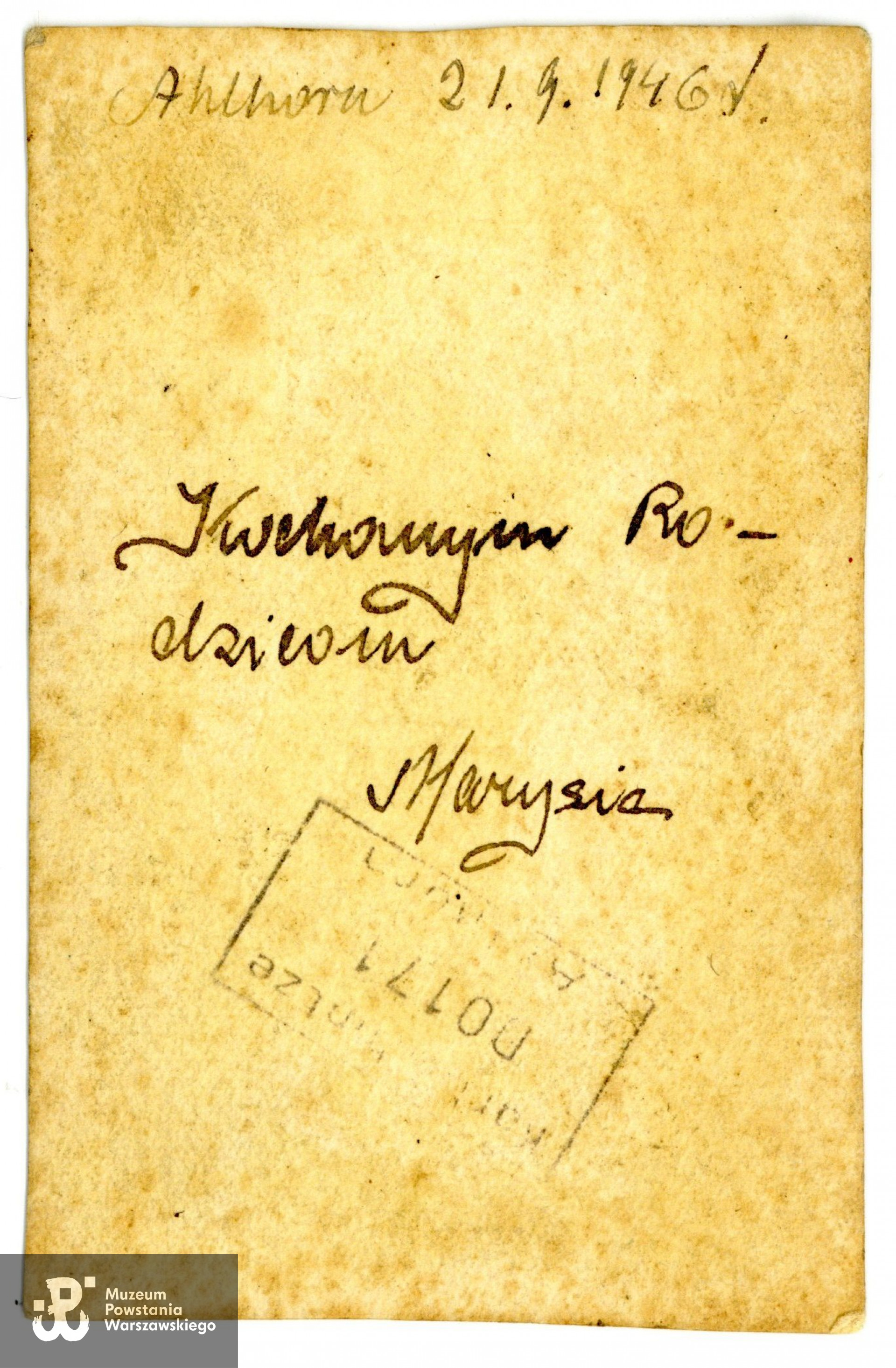 Udostępnił p. Paweł Poławski, bratanek Marii Poławskiej-Śliwińskiej, skany wykonano w Archiwum Muzeum Powstania Warszawskiego  (2023).