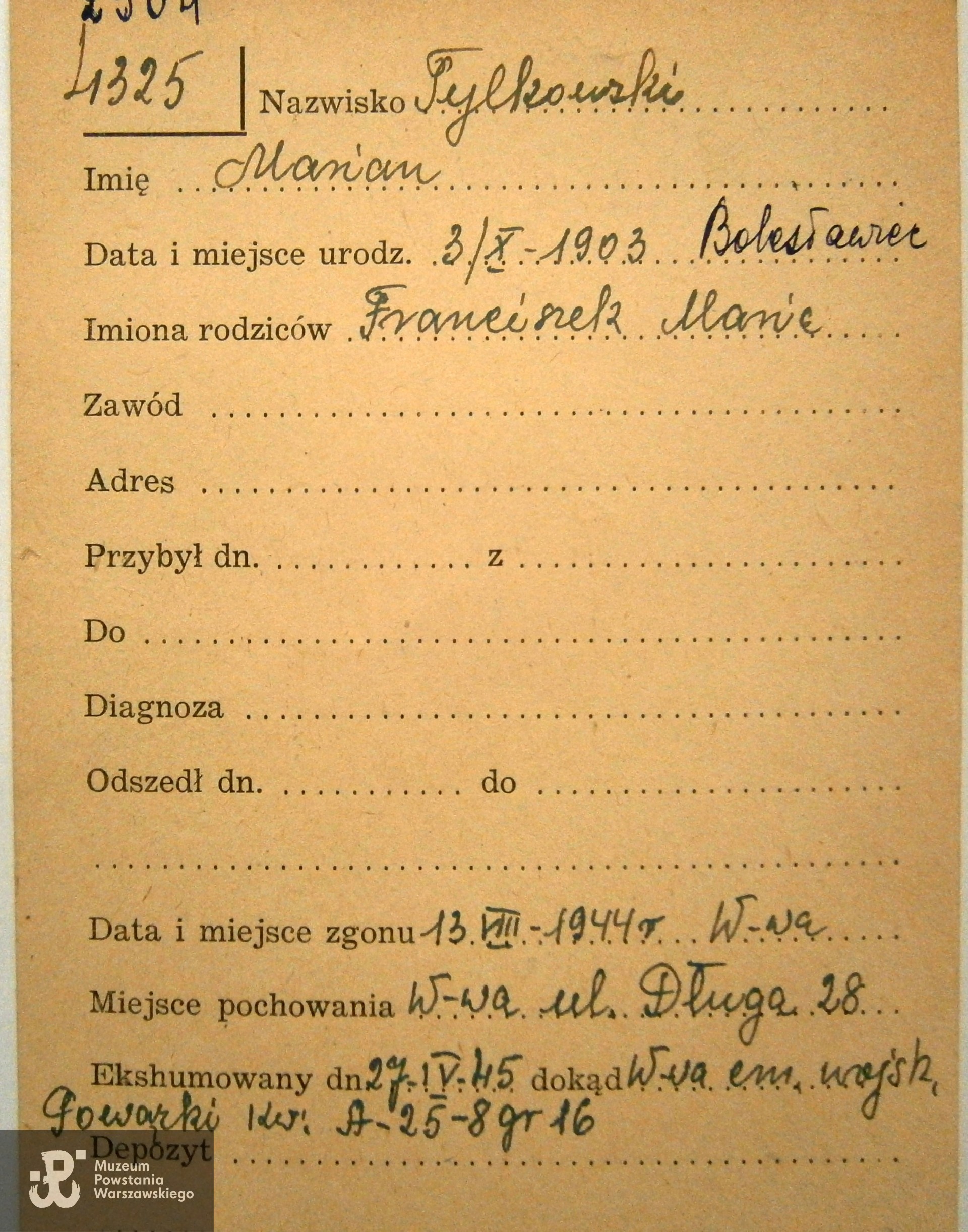 Polski Czerwony Krzyż - kartoteka