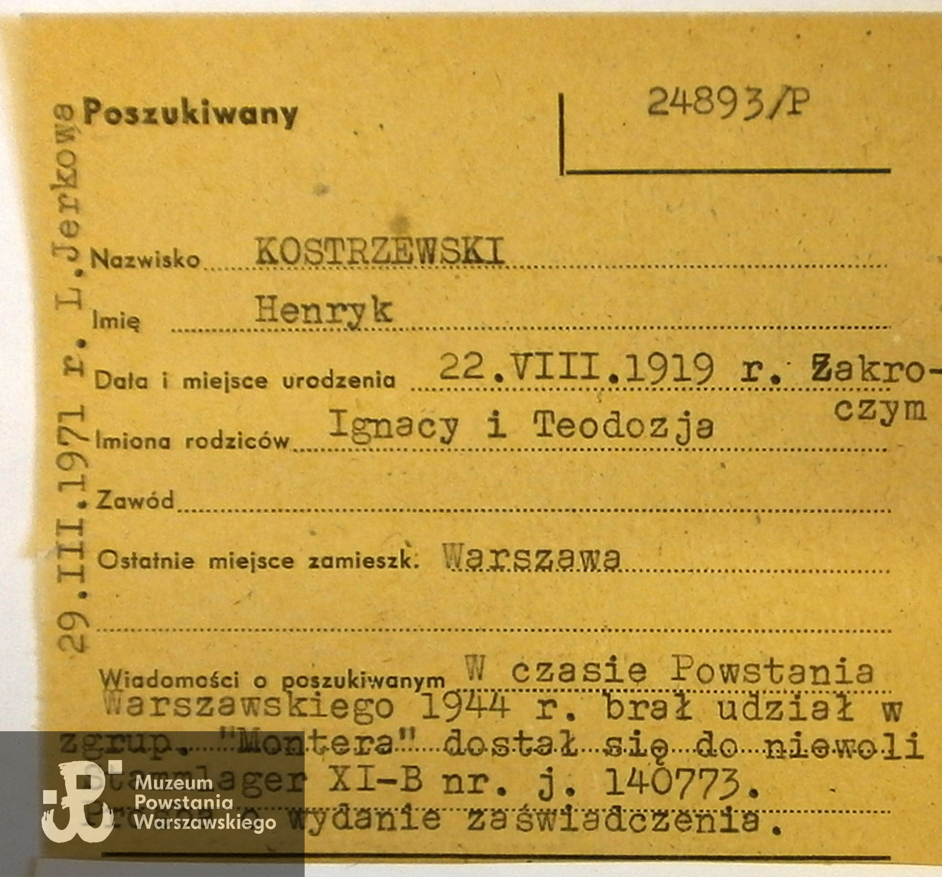 Polski Czerwony Krzyż - kartoteka