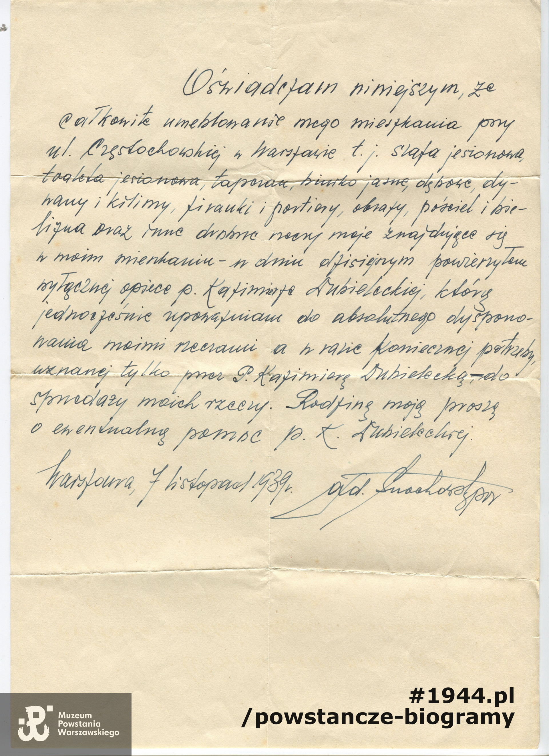 Dokument ze zbiorów Muzeum Powstania Warszawskiego, sygn.  P/7130/10