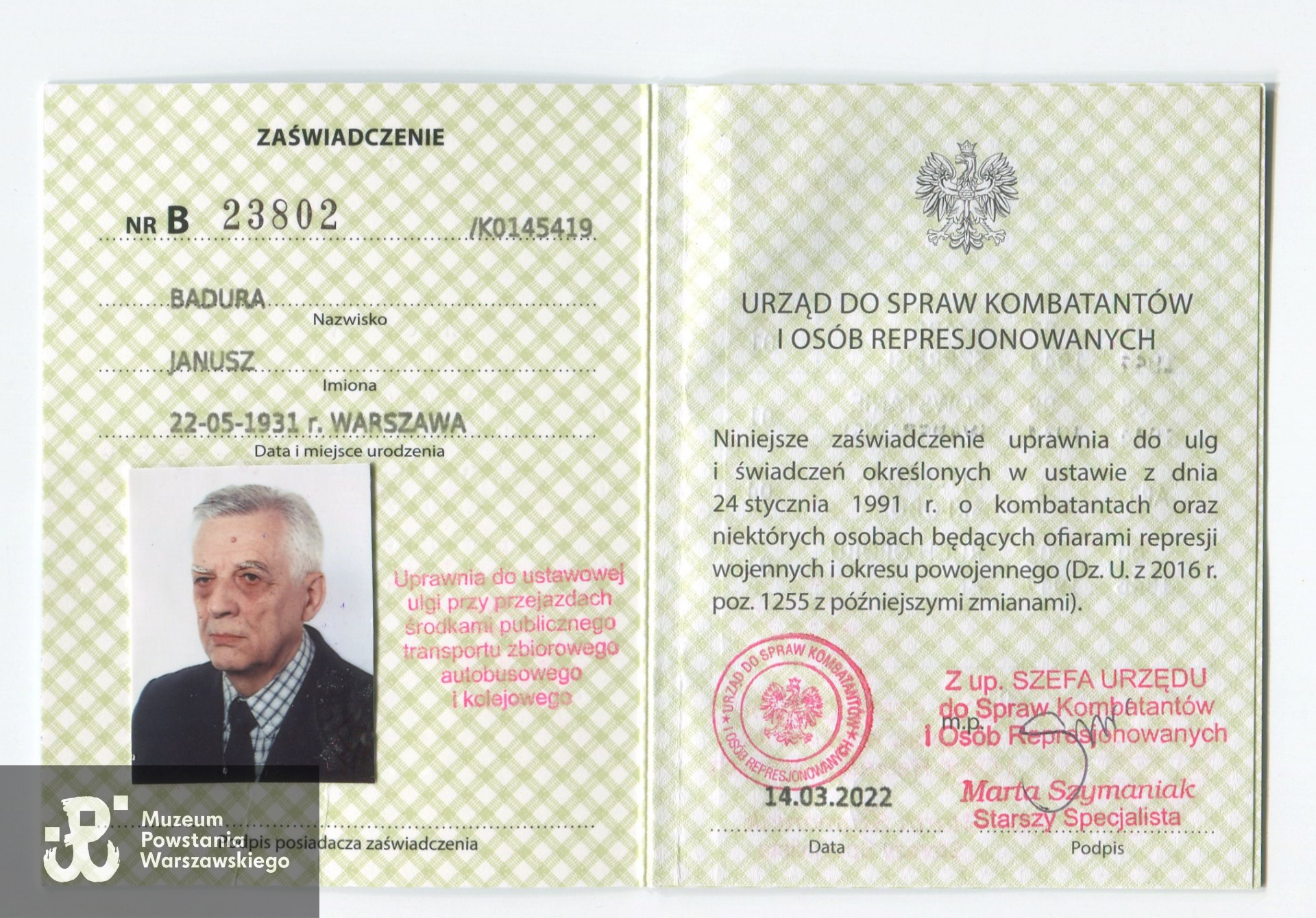 Źródła: Teczki personalne Uczestników Powstania Warszawskiego, zasób Pokoju Kombatanta MPW