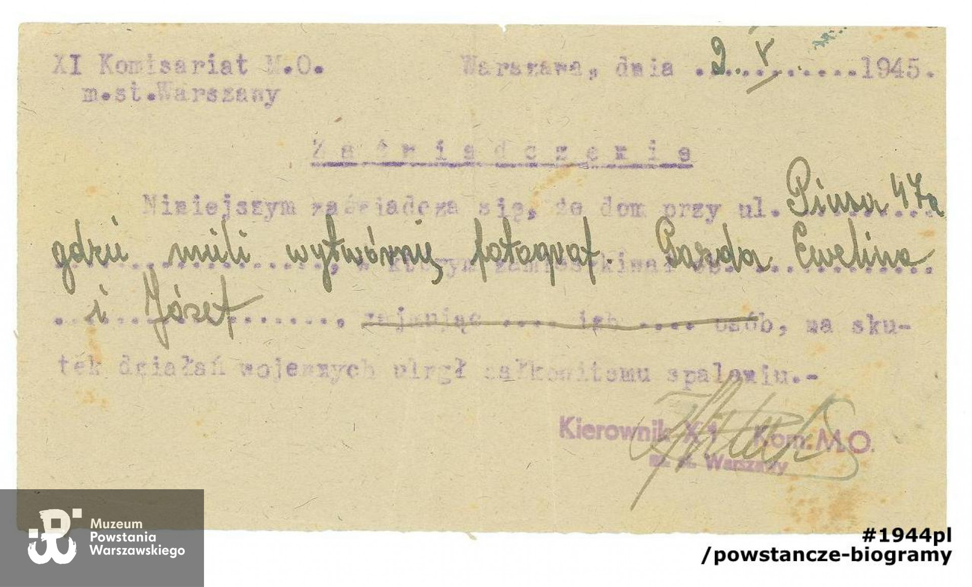 Ze zbiorów rodzinnych. Skan: materiały do Słownika Uczestników PW/Pokój Kombatanta